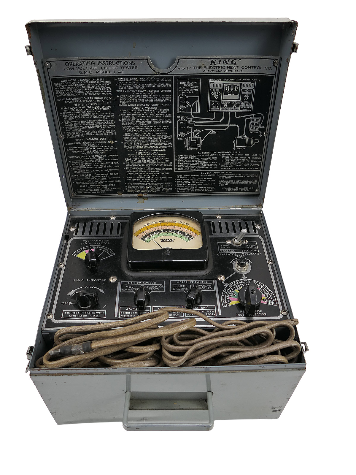 US Army WW2 1942 Circuit Tester, Low Voltage, Q.M.C. Model 1-42, Collectors’ Item, Battle-Worn 