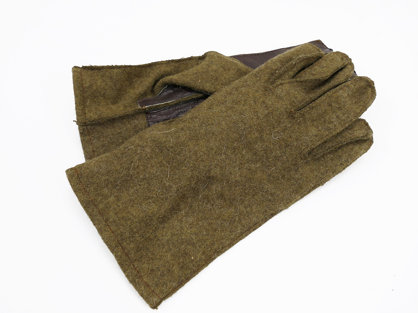 #2/ US Army WW2 Wool Gloves with leather palm Wool gloves with leather trim Size 10.5 (L)