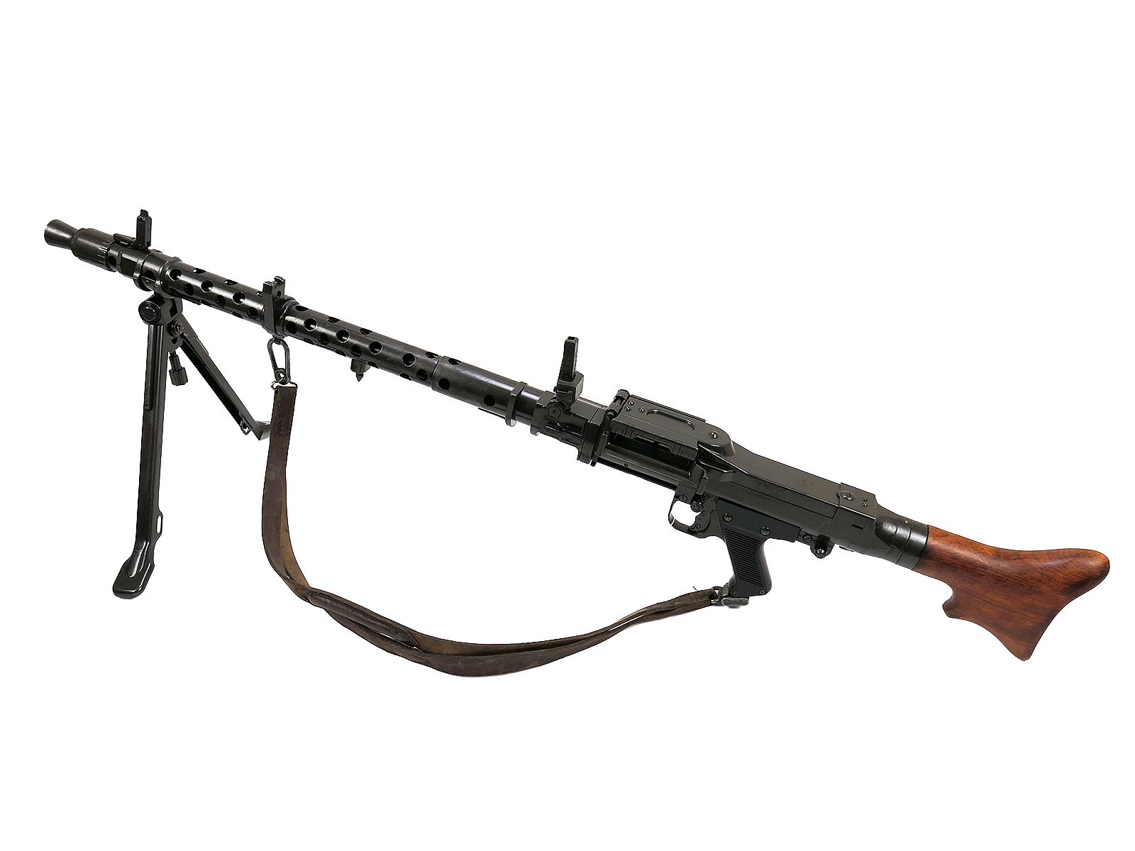 Wehrmacht MG34 machine gun decorative model (prop) – metal with wooden shoulder rest and carrying strap