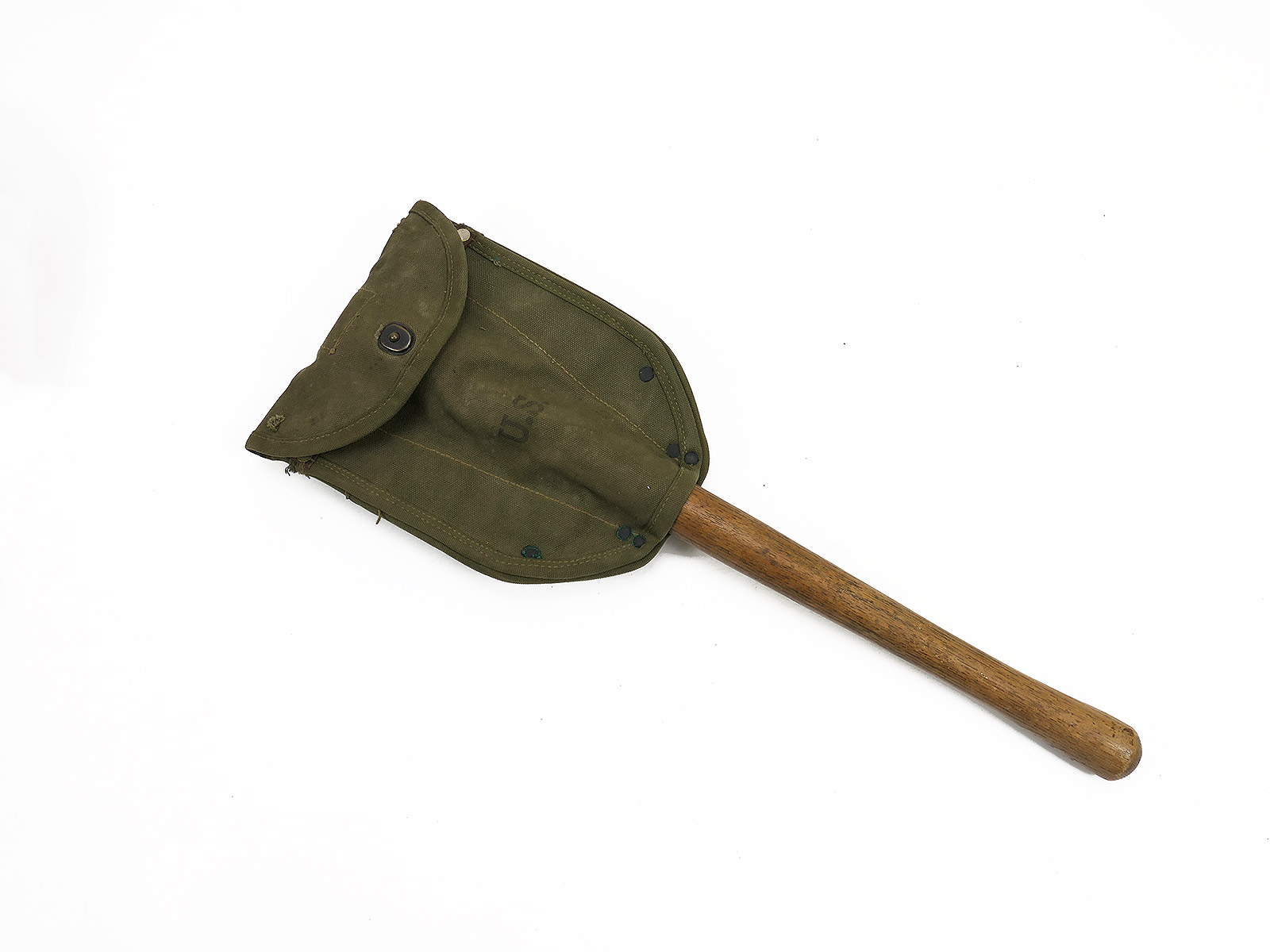 #19 ORIGINAL US ARMY WW2 Folding Spade WOOD with Pocket Entrenching Tool