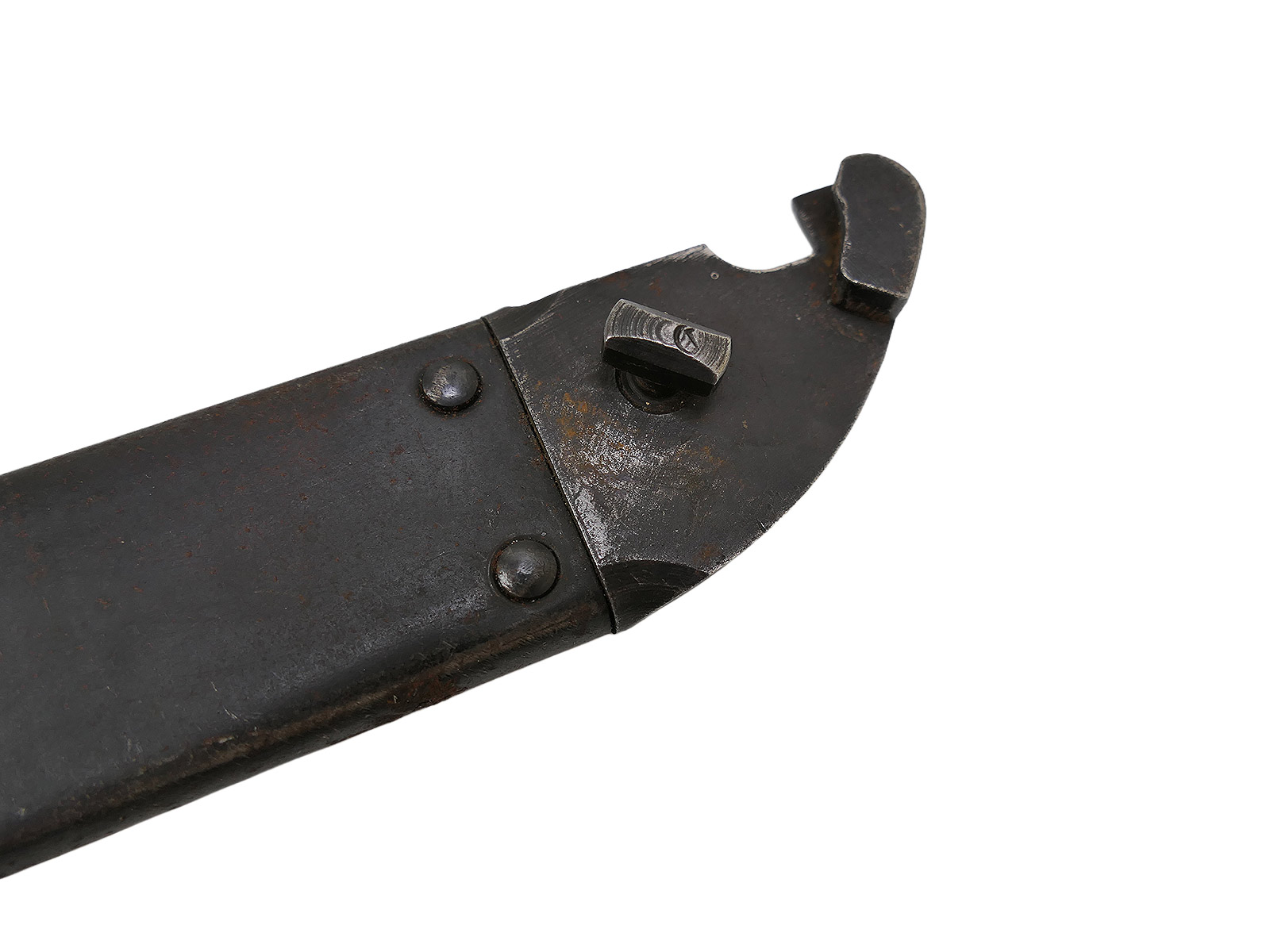 Original NVA side sword / bayonet for AK47 and AK74 Kalashnikovs, with black plastic handle and wire cutter