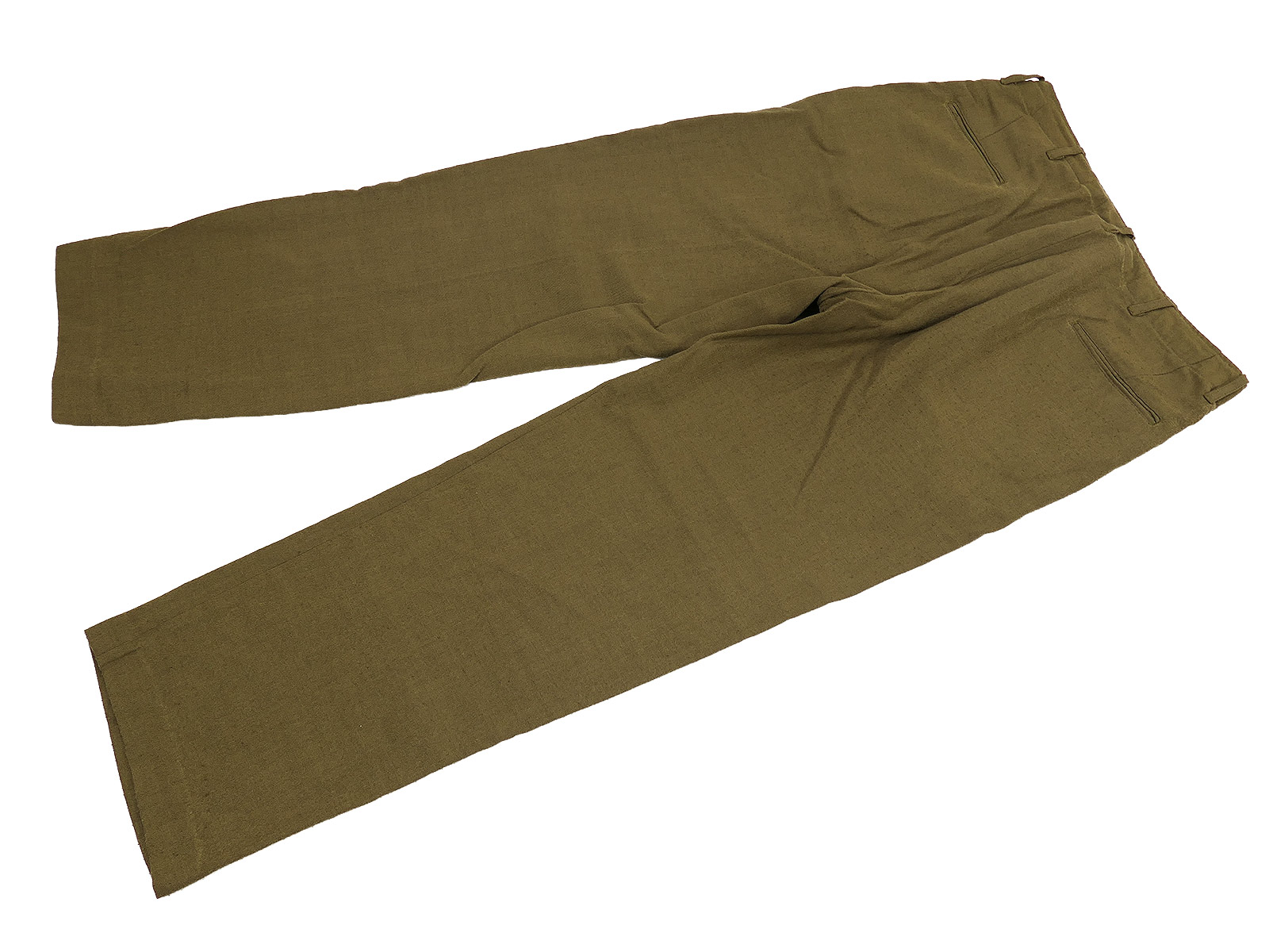 One-off pair of US Army WW2 M37 field trousers, size US W34, BATTLE WORN