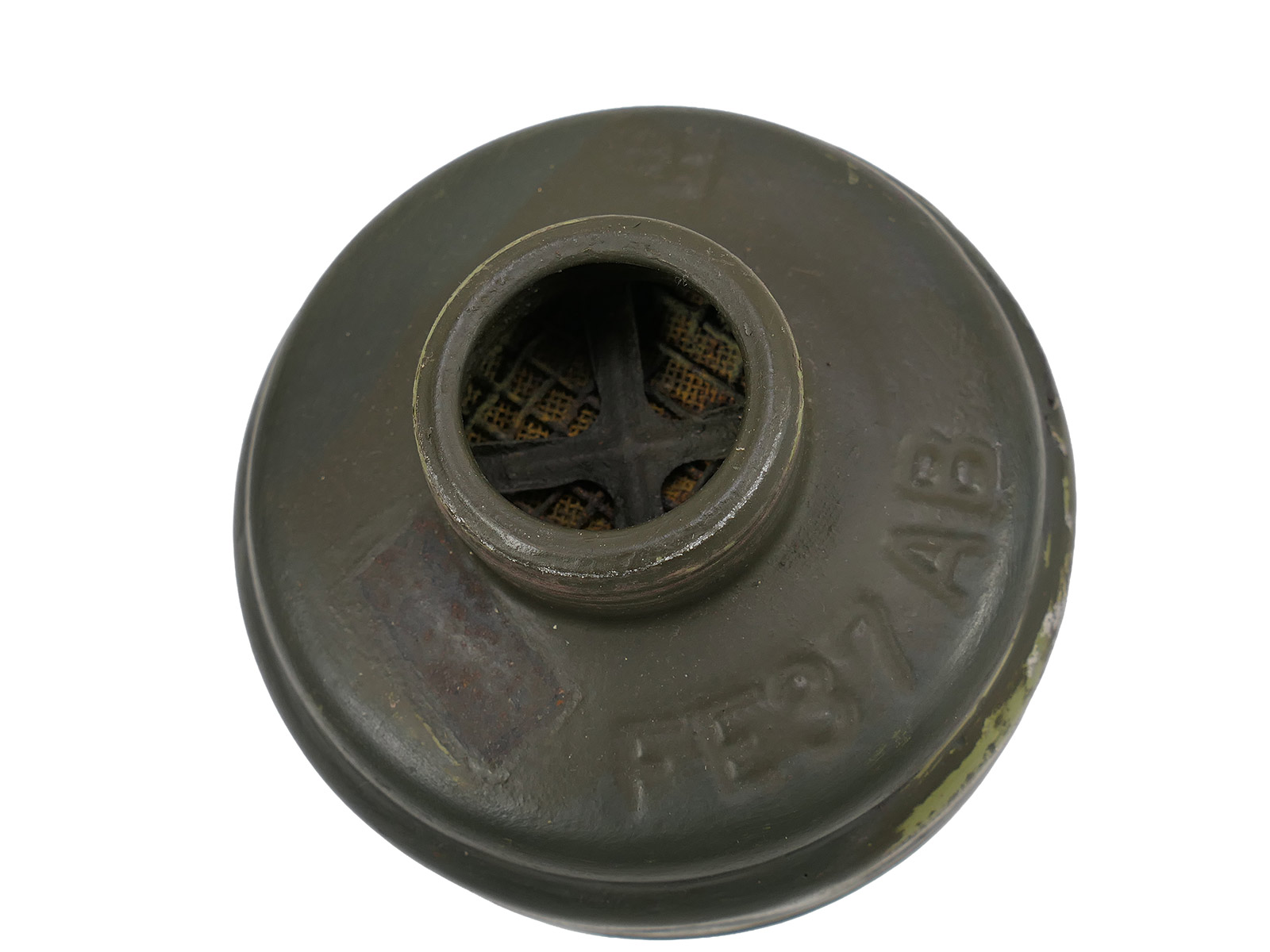 Wehrmacht gas mask, Model 1938, protective mask, Size 3, btc41, rubber with filter, BATTLE WORN