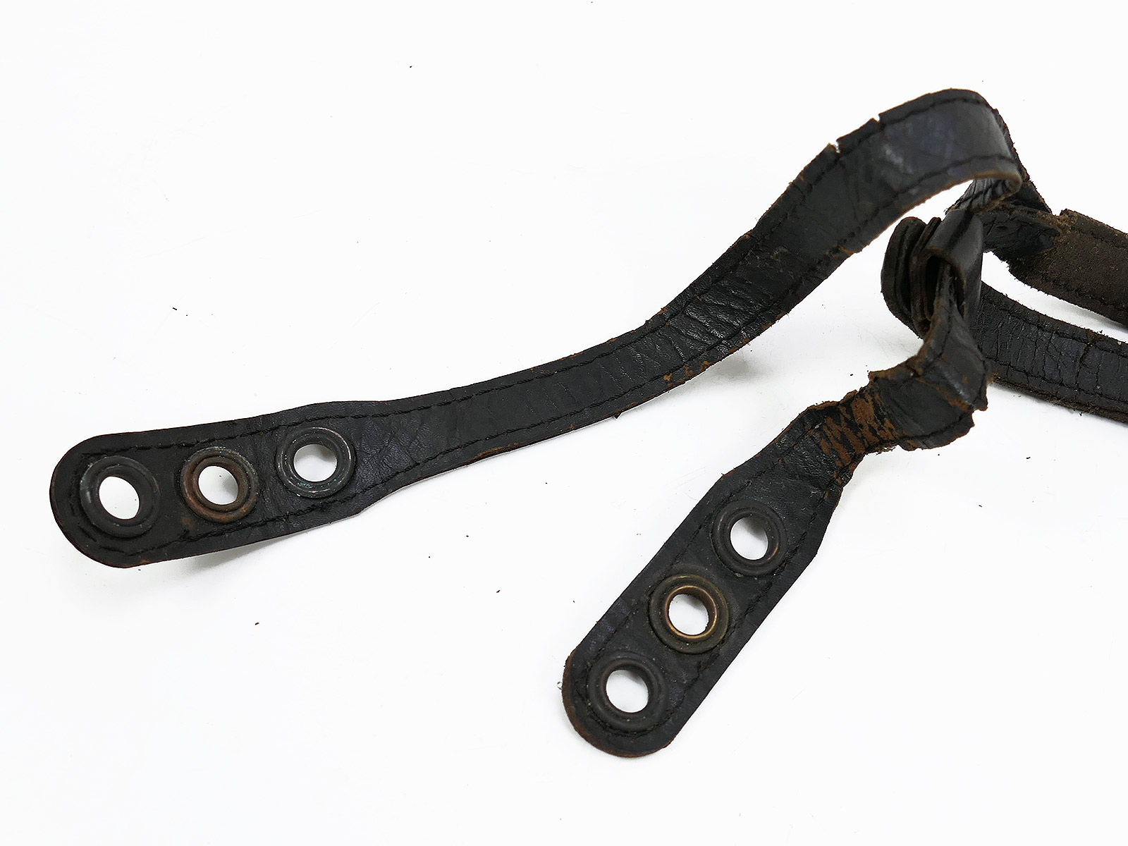Vintage LW chin strap paratrooper helmet M38 steel helmet Luftwaffe chin strap leather BATTLE WORN