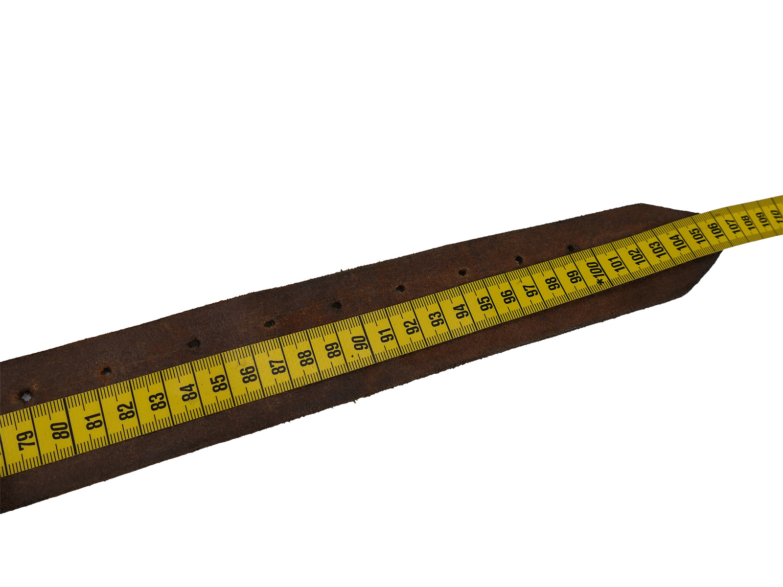 Antique officer’s double-pronged belt, brown, 45mm, leather belt, brown, total length 106cm, BATTLE WORN