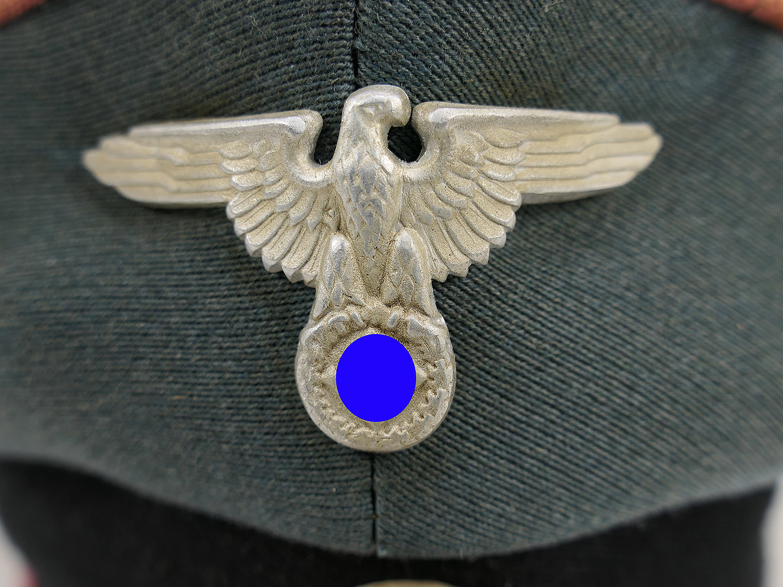 Waffen SS peaked cap, tank, anti-tank gun, Crusher Cap, old style, size 58, knapsack, flat cap – COLLECTION, BATTLE-WORN