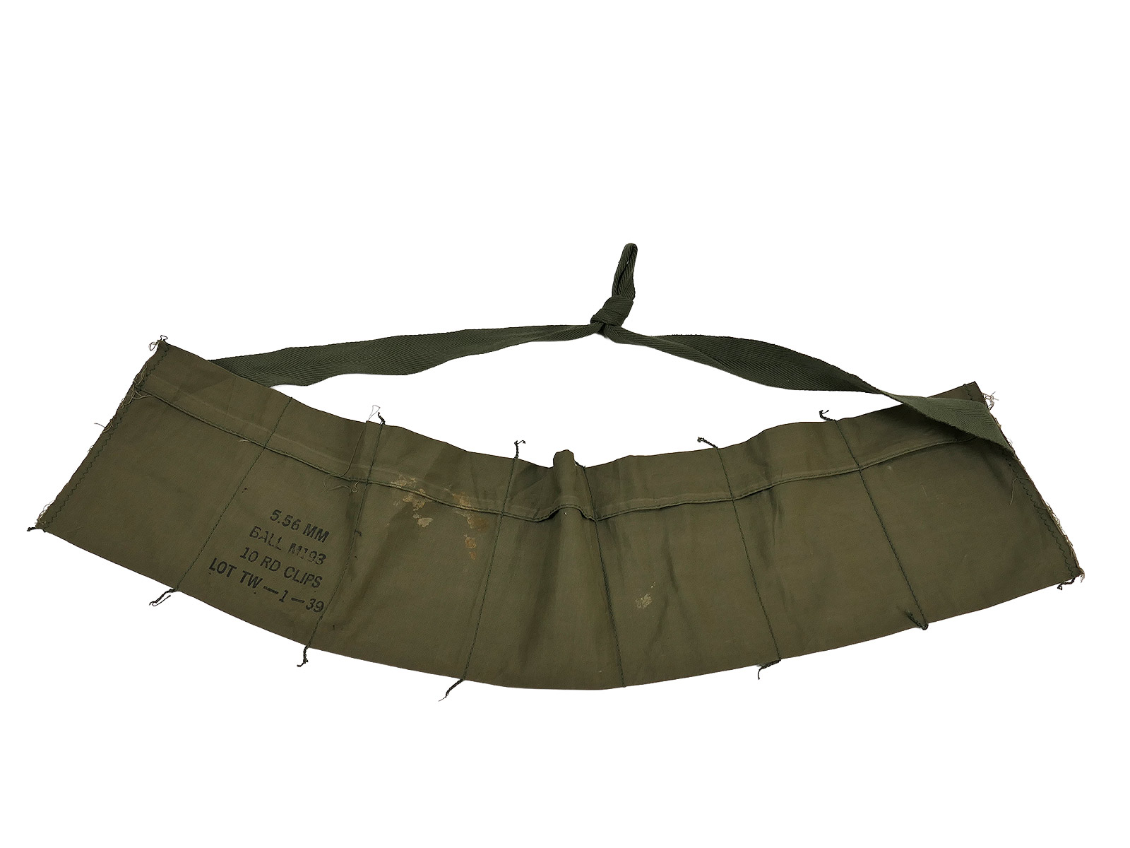 #B/ US Army Vietnam 5.56mm Ball M193 10-round magazine bandolier 1969 M16 ammunition bandolier