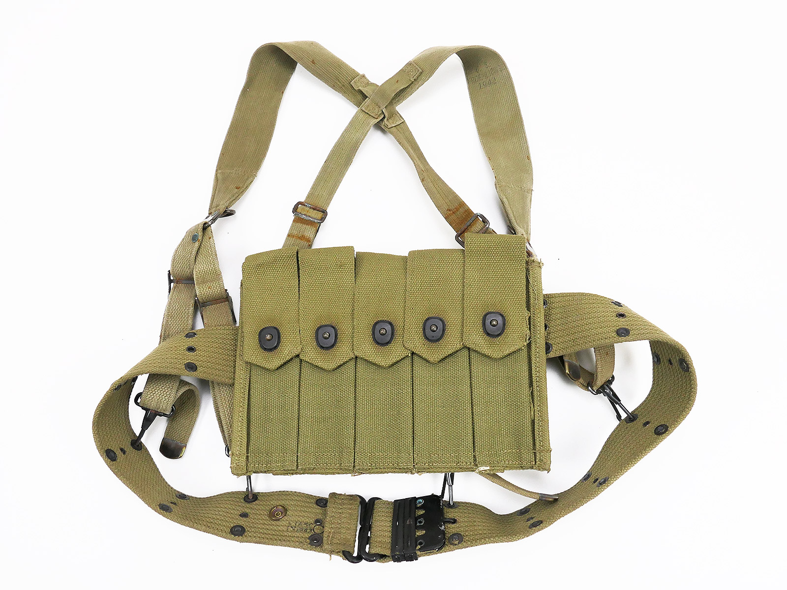 Original US WW2 Koppel SET M-1936 pistol belt 1943 / M36 Suspenders 1942 Thompson magazine pouch