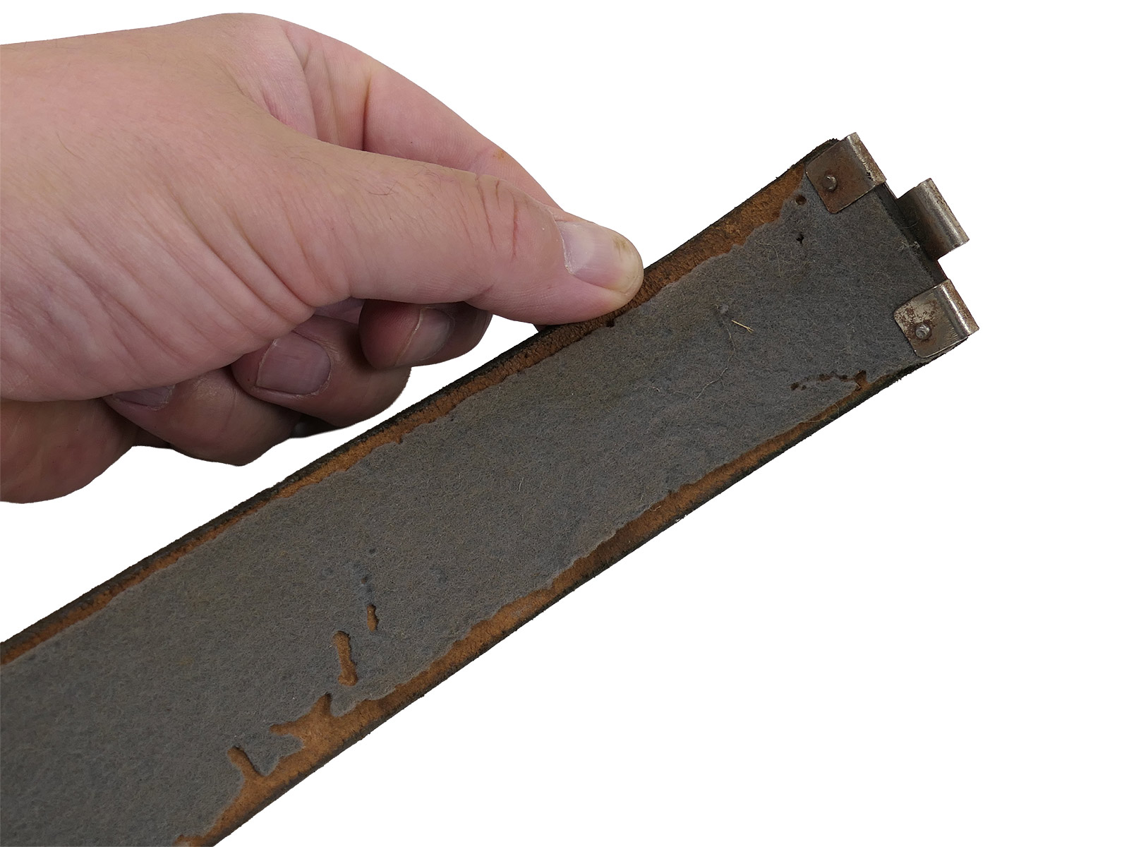 Original patent leather Wehrmacht belt, total length 98 cm, COLLECTION BATTLE WORN