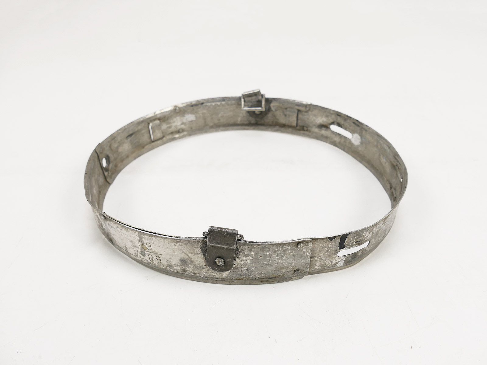 Spare part for steel helmet lining (M35, M40, M42): original aluminium ring, size 60, metal and leather trim, 1940
