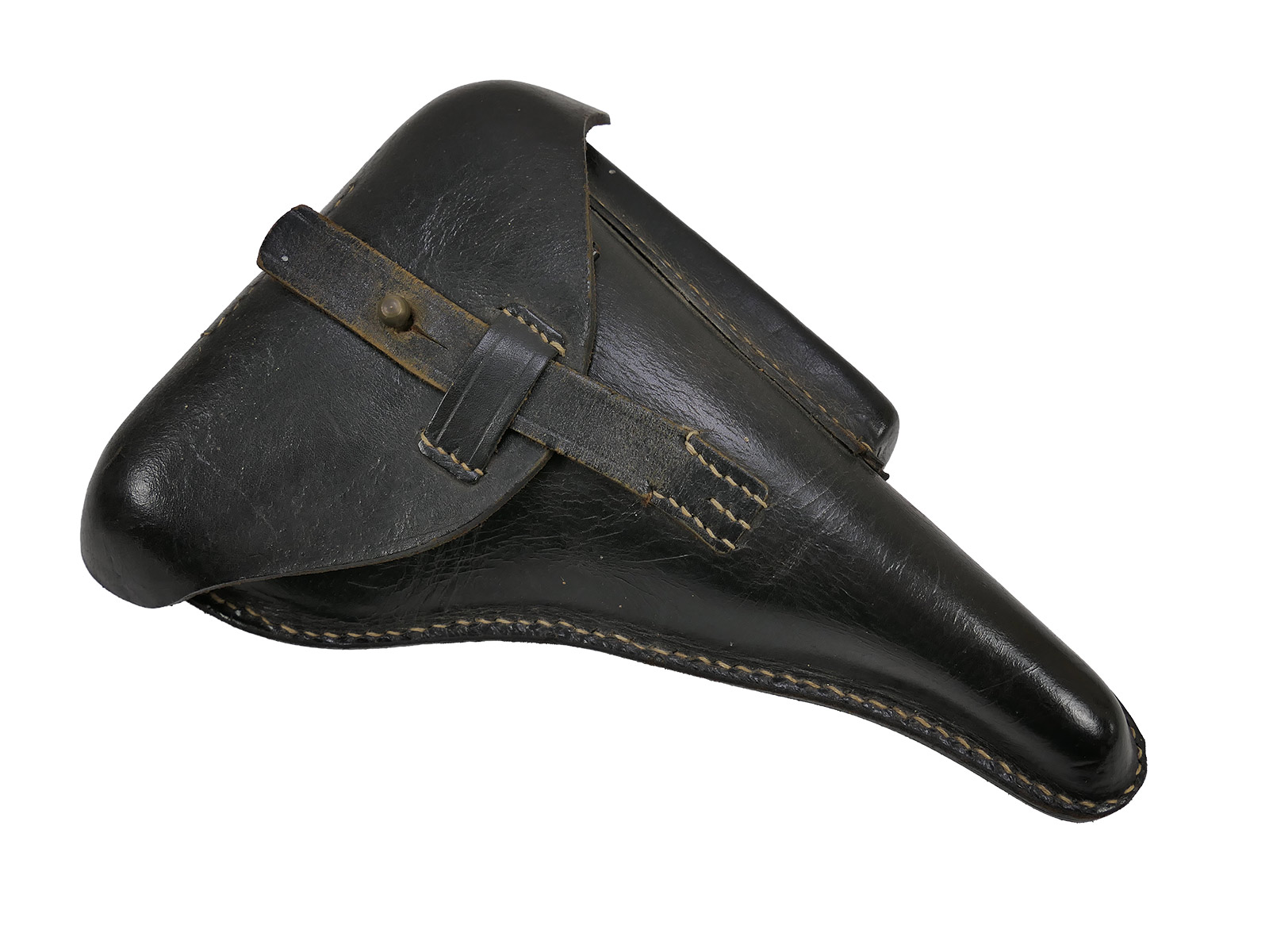 One-off item – P08 POLICE holster, leather holster with P08 key, pistol pouch, BATTLE WORN