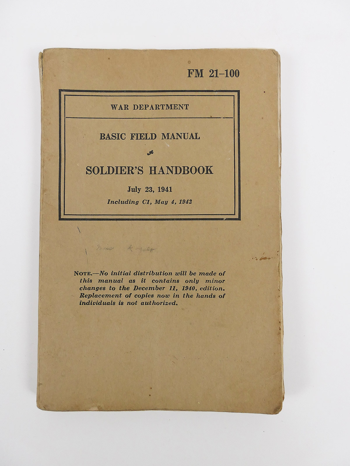 US Army Soldier's Handbook Pamphlet Basic Field Manual - War Department 1941 / 42