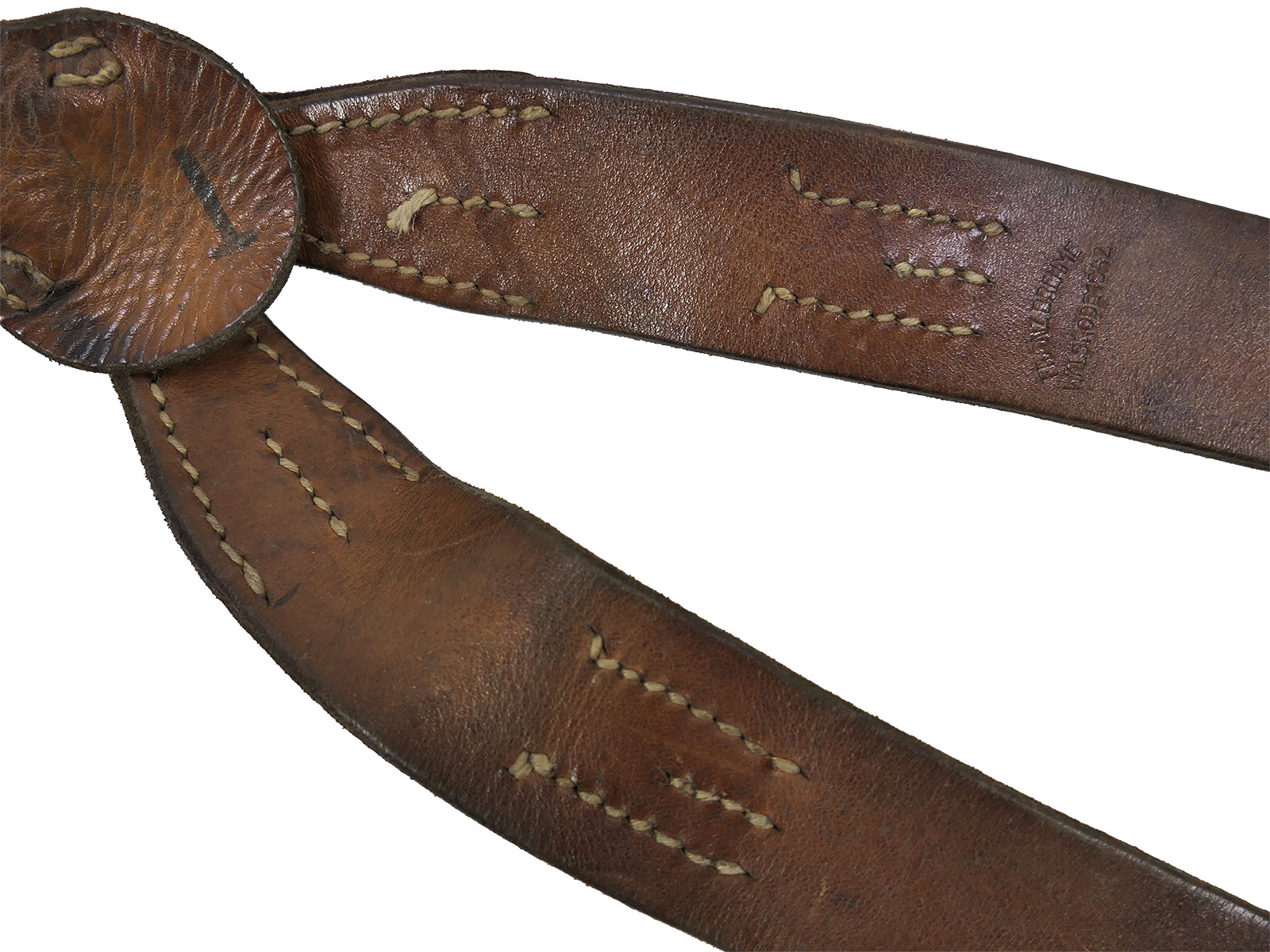 One-off item – Original Wehrmacht Y-strap leather belt carrier by Franz Brehme, 1942. Top condition!  COLLECTION
