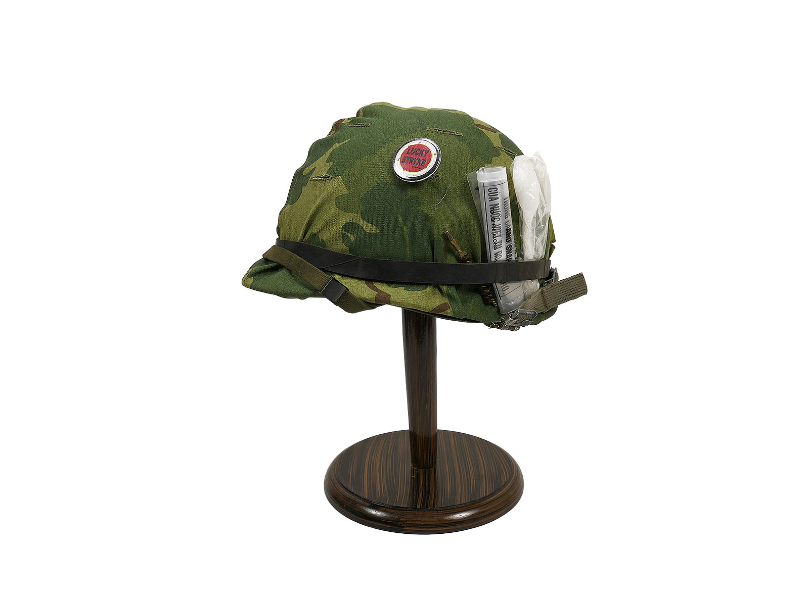 US Army Vietnam/Korea M1 steel helmet with Mitchell helmet cover and liner 