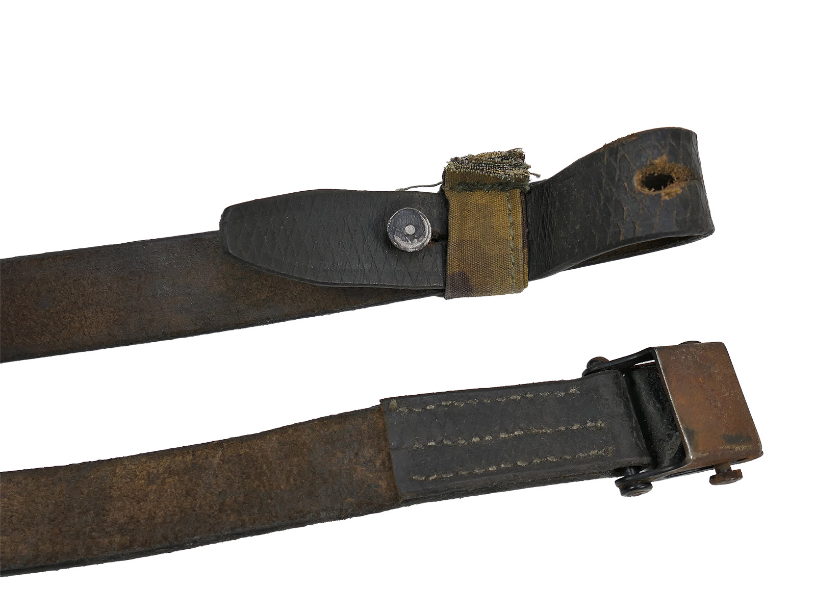 One-off Wehrmacht MP40 MP38 leather carrying strap, Waffen-SS leather strap, BATTLE WORN