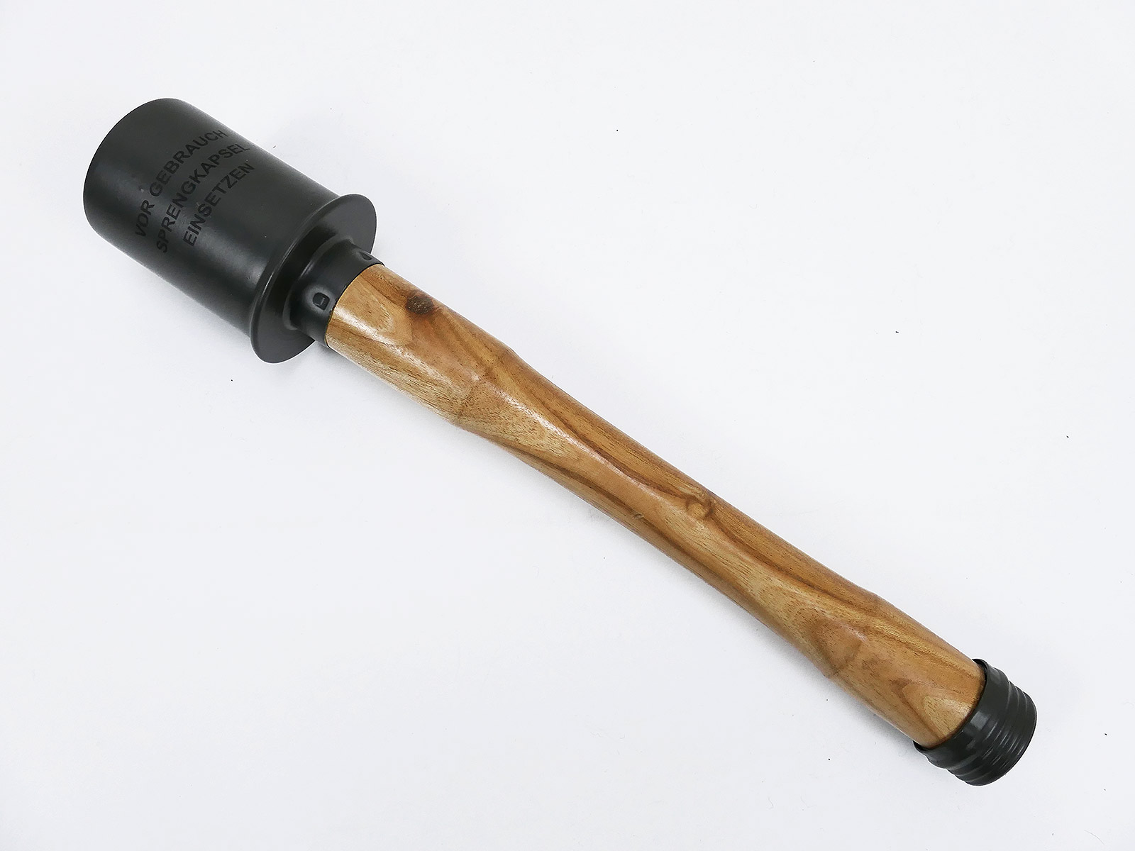 Wehrmacht deco stick hand grenade 24 (wood/metal) end cap unscrewable