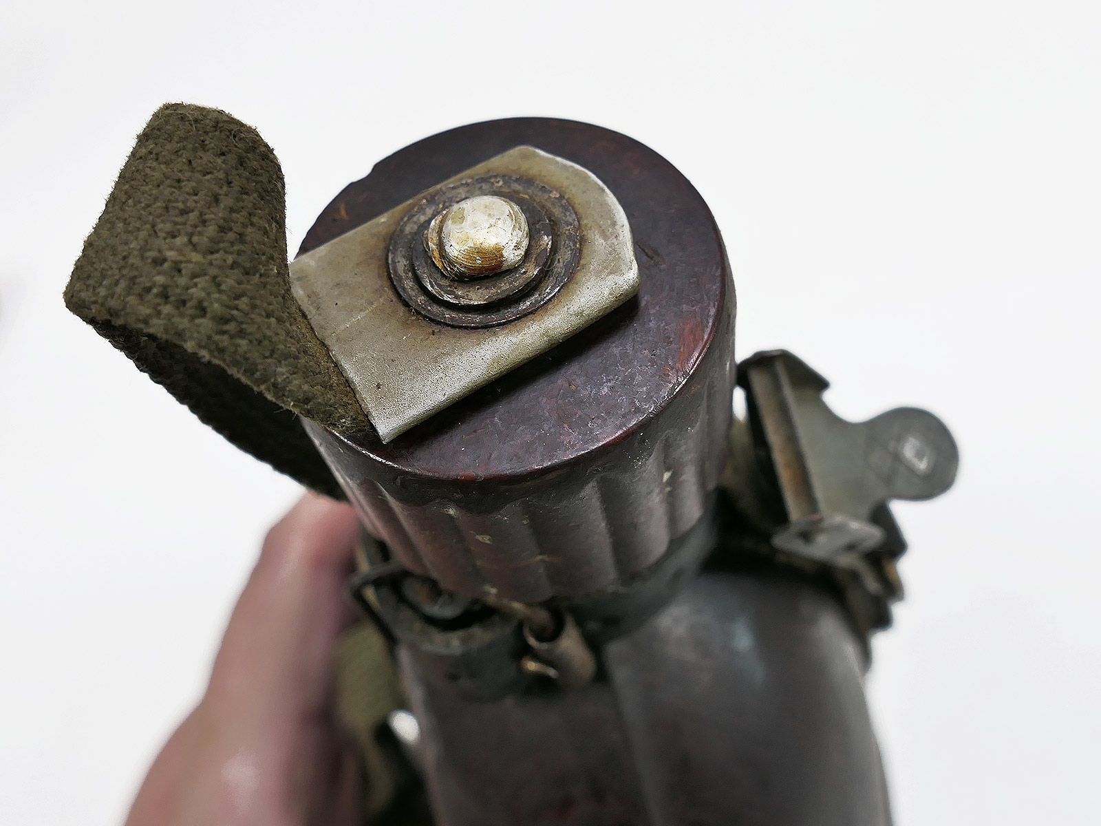 Wehrmacht DAK Afrika Korps coconut field flask, tropical, RITTER ALFURIT, with cup – COLLECTION, BATTLE-WORN