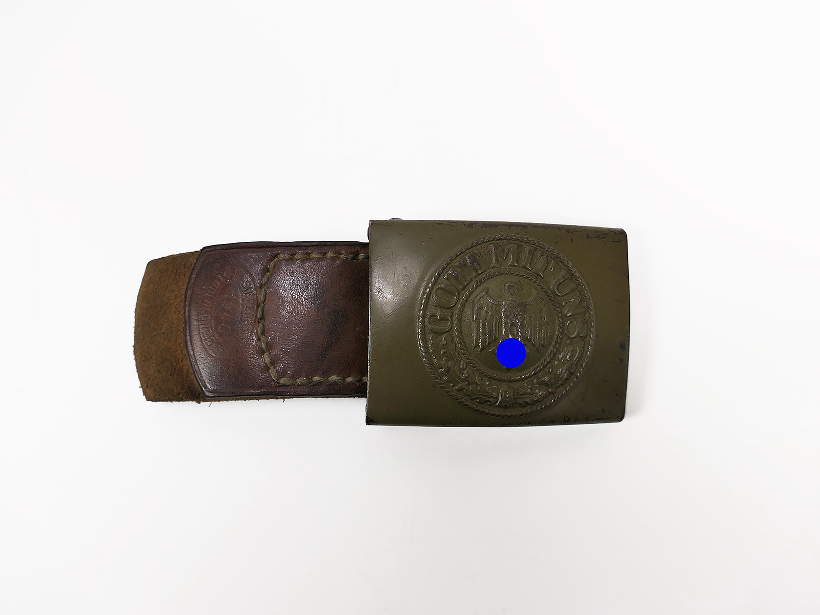 Wehrmacht belt buckle army R.S.&S. field grey with leather tongue 1940 TOP !!! FROM COLLECTION