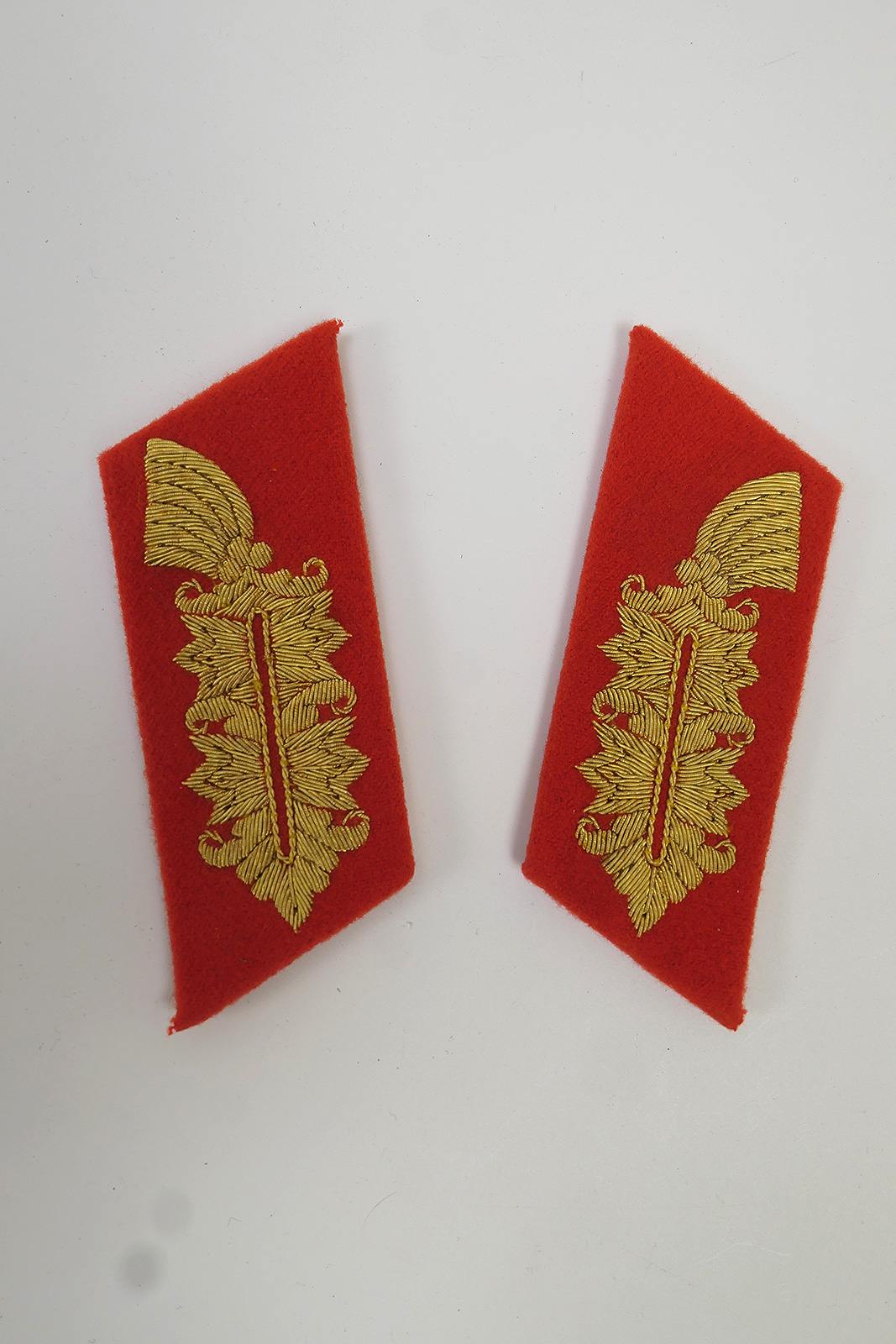 P1520733 Single pair of collar patches Generalfeldmarschall GFM Wehrmacht effects Bouillon embroidered aged