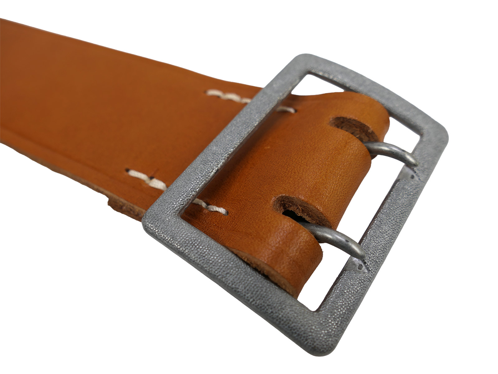 Officer’s double-pronged belt, brown, 50 mm, leather belt, brown, total length 125 cm, COLLECTION