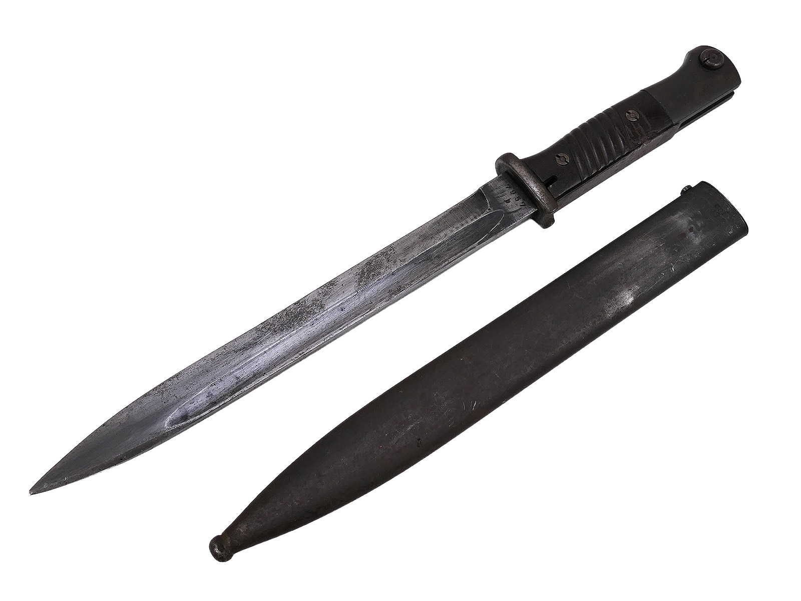Wehrmacht M84/98 bayonet (from 1943) for the K98 carbine / fixed bayonet with scabbard, BATTLE-WORN