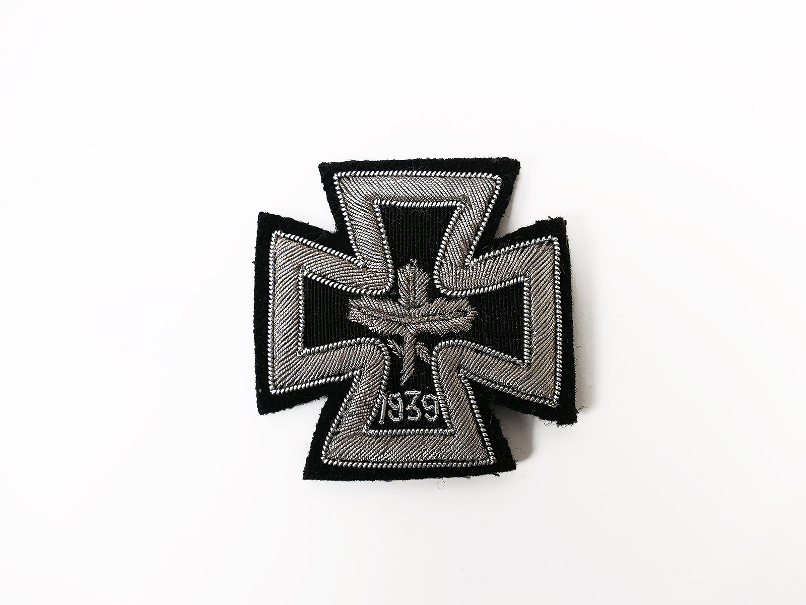 Wehrmacht Iron Cross 1939 EK1 hand embroidered fabric 1957s