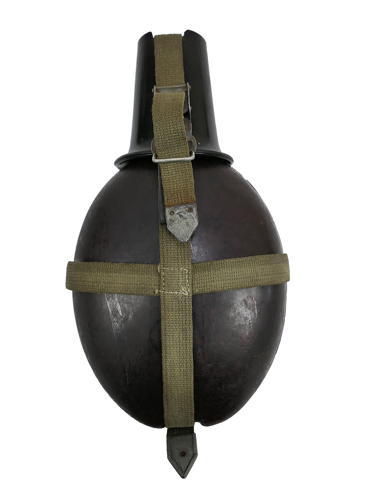 Wehrmacht DAK Afrika Korps coconut field flask, tropical, RITTER ALFURIT, with cup – COLLECTION, BATTLE-WORN