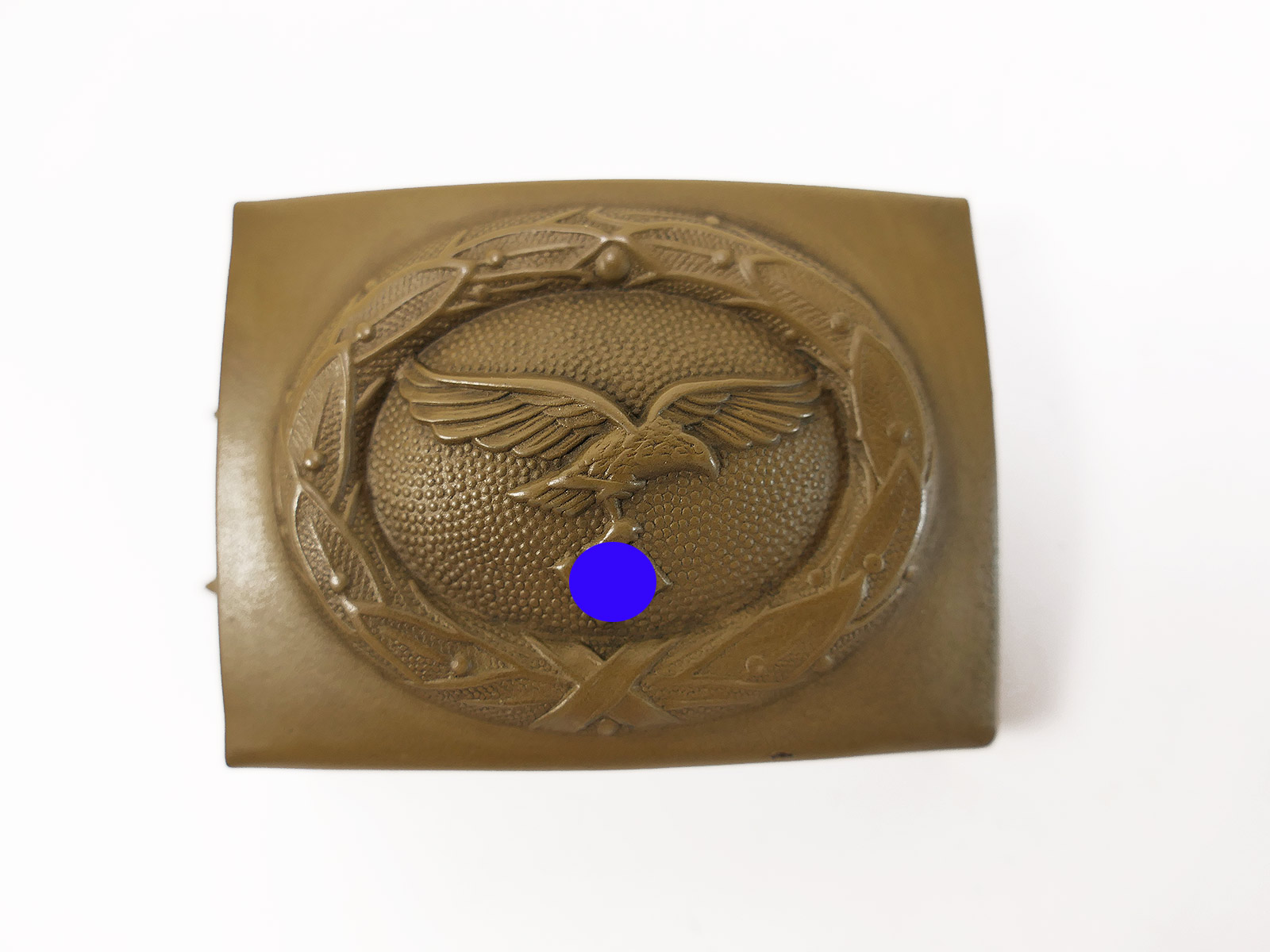 Wehrmacht Luftwaffe belt buckle, steel, tropical, J.F.S., green-brown, antique finish, paratrooper