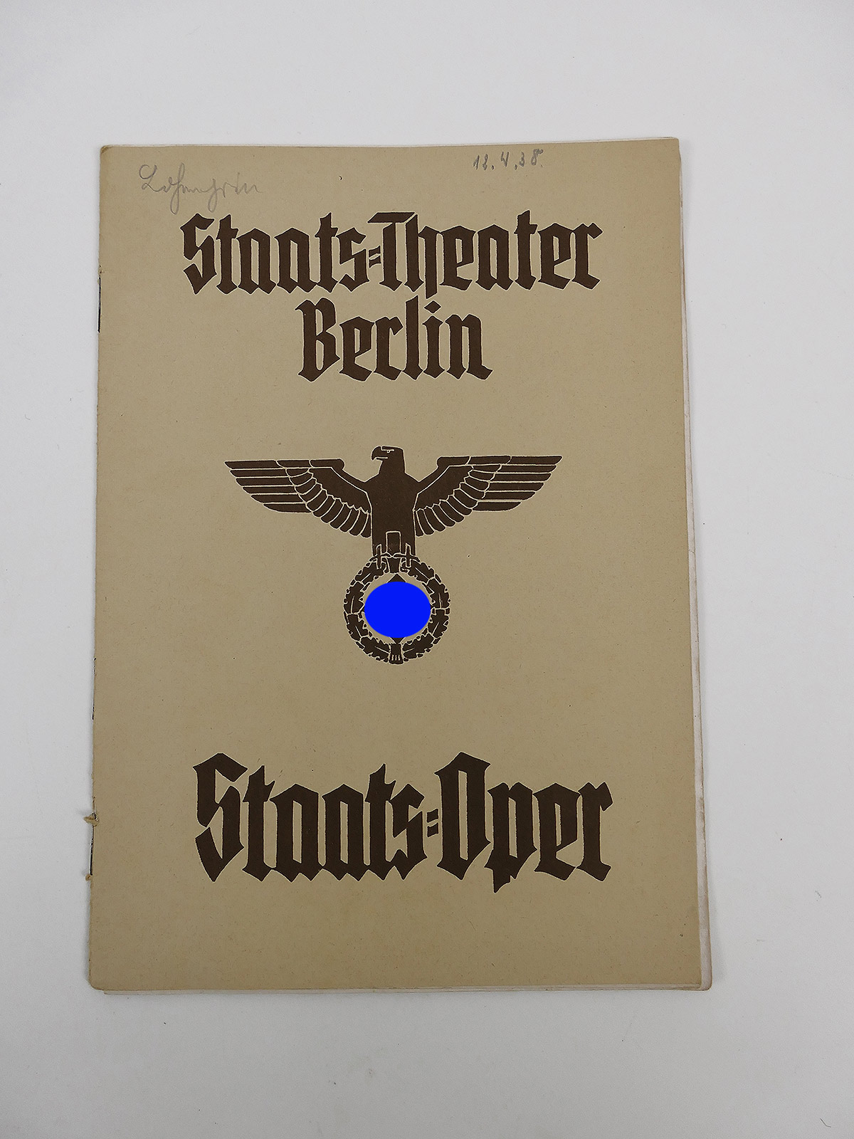 German Reich Program Booklet Opera State Opera Berlin State Theatre Lohengrin Wagner 1938