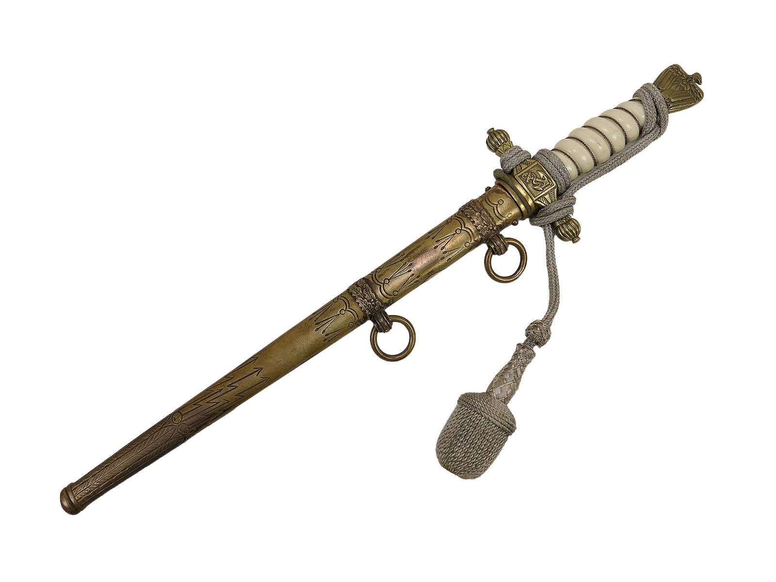 KM Kriegsmarine Officer’s Dagger, Navy Dagger M1938 with tassel and scabbard, TIGER Solingen COLLECTION