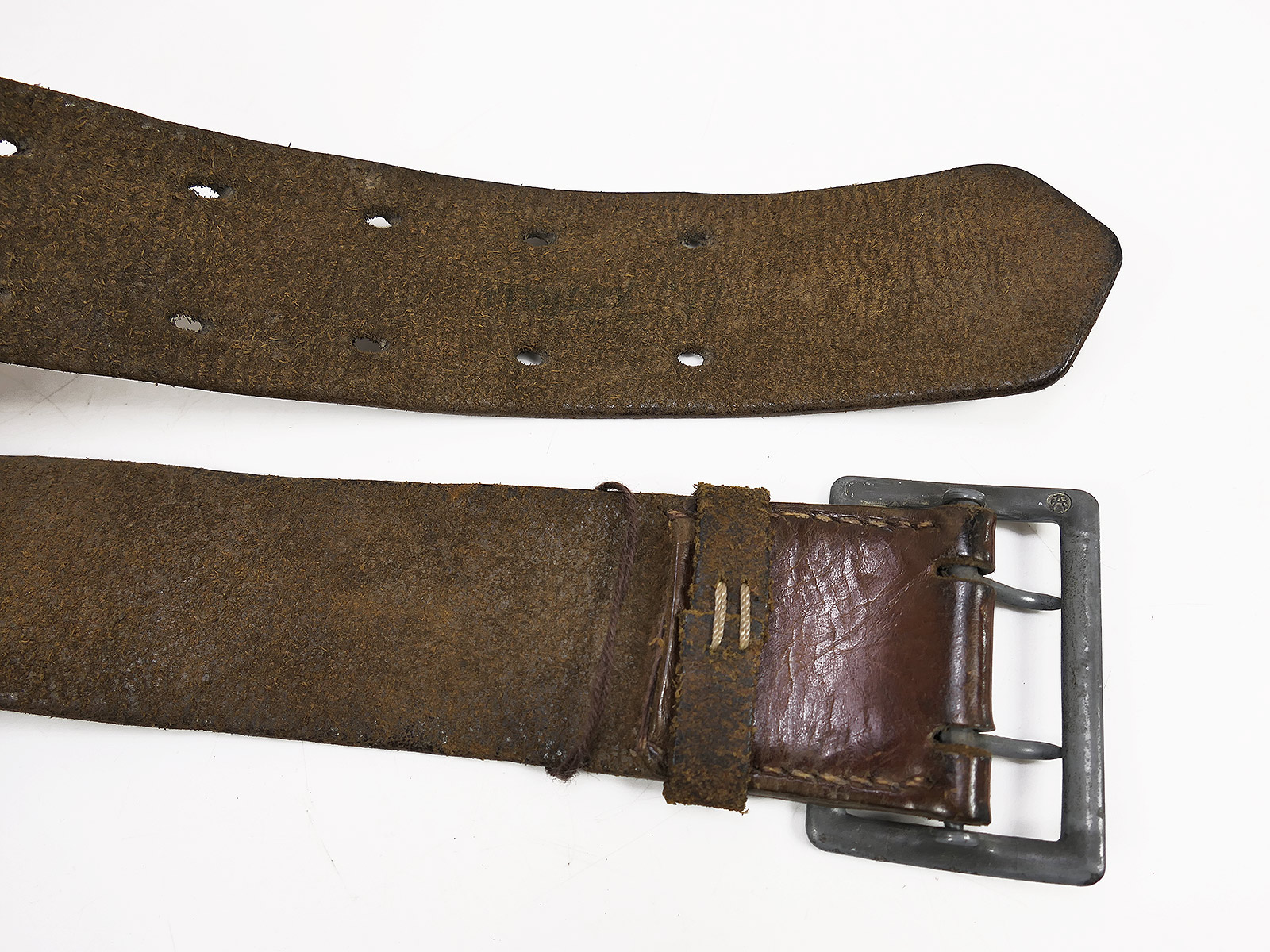 ONE-OF-A-KIND Vintage Assmann double-prong belt, waist belt, 47mm, leather belt, 110cm