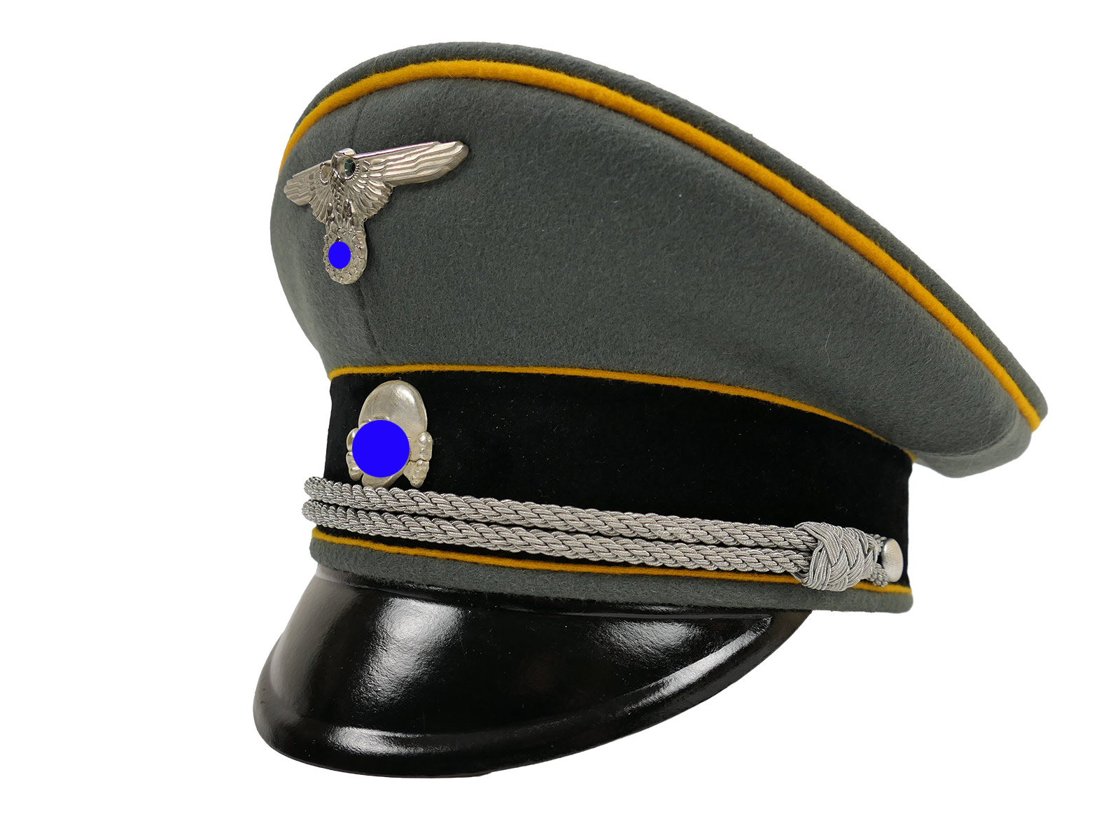 Waffen SS peaked cap, officer’s, cavalry, size 58 – top-quality museum-grade reproduction with metal detailing
