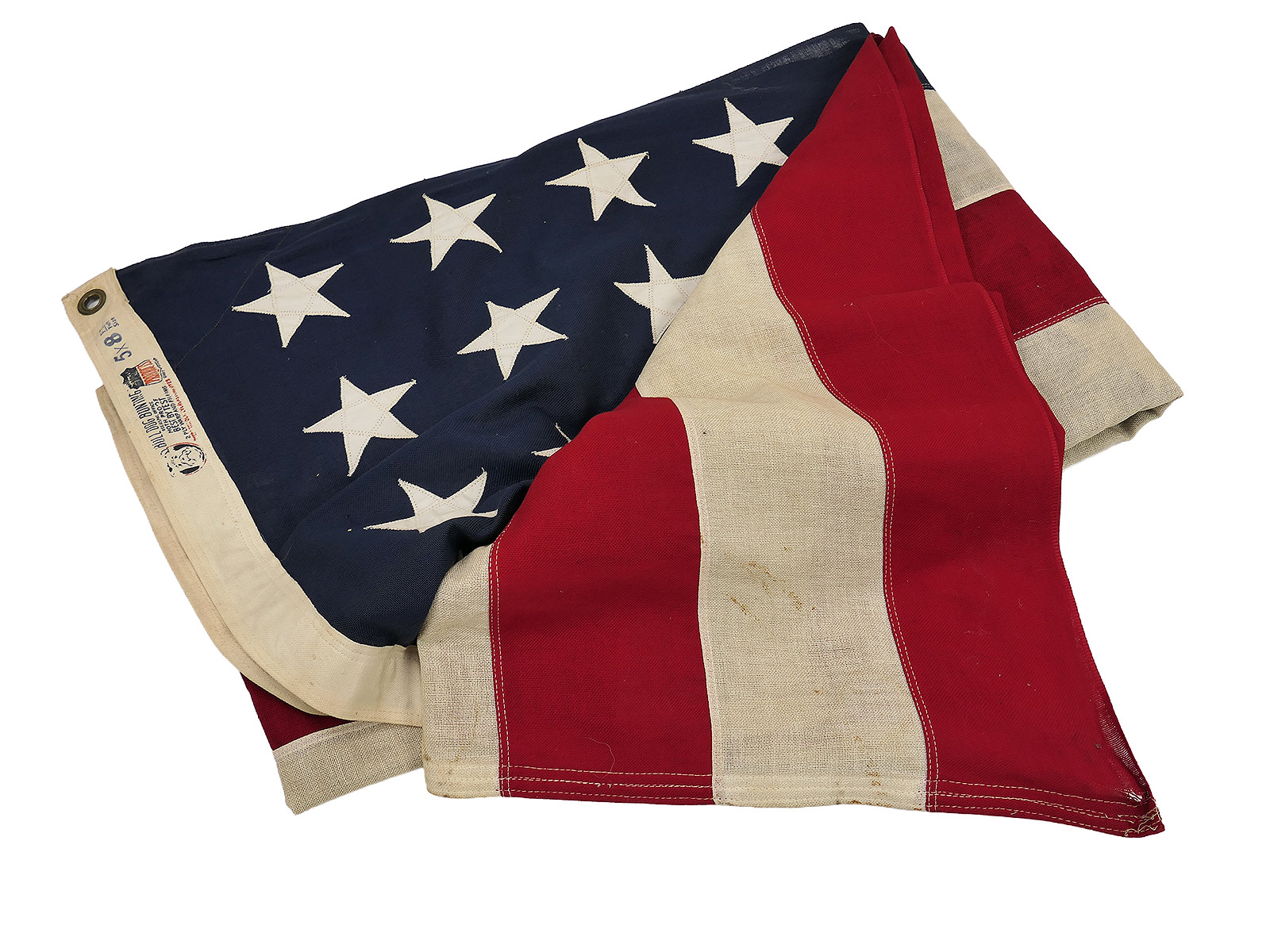 Original US ARMY Vintage Camp Jeep Flag 48 Stars Stars & Stripes Flag BULLDOG BUNTING 5x8 ft. TOP