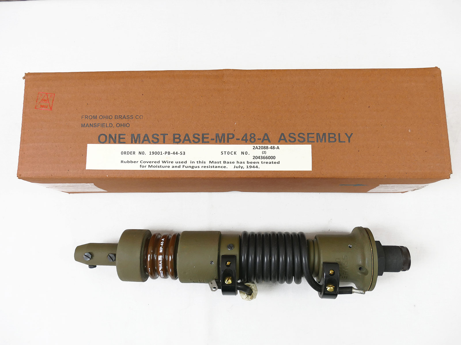 Willys Jeep MB Hotchkiss Ohio Brass One Mast Base Assembly ANTENNA FOOT Antenna Radio MP-48