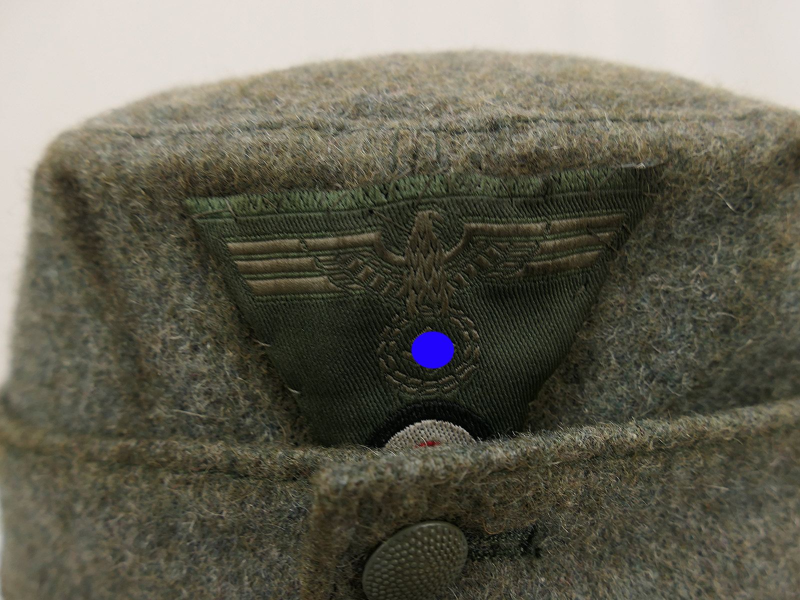 Wehrmacht M43 field cap M1943 with trapezoidal detailing, cap eagle, size 59/60, BATTLE WORN