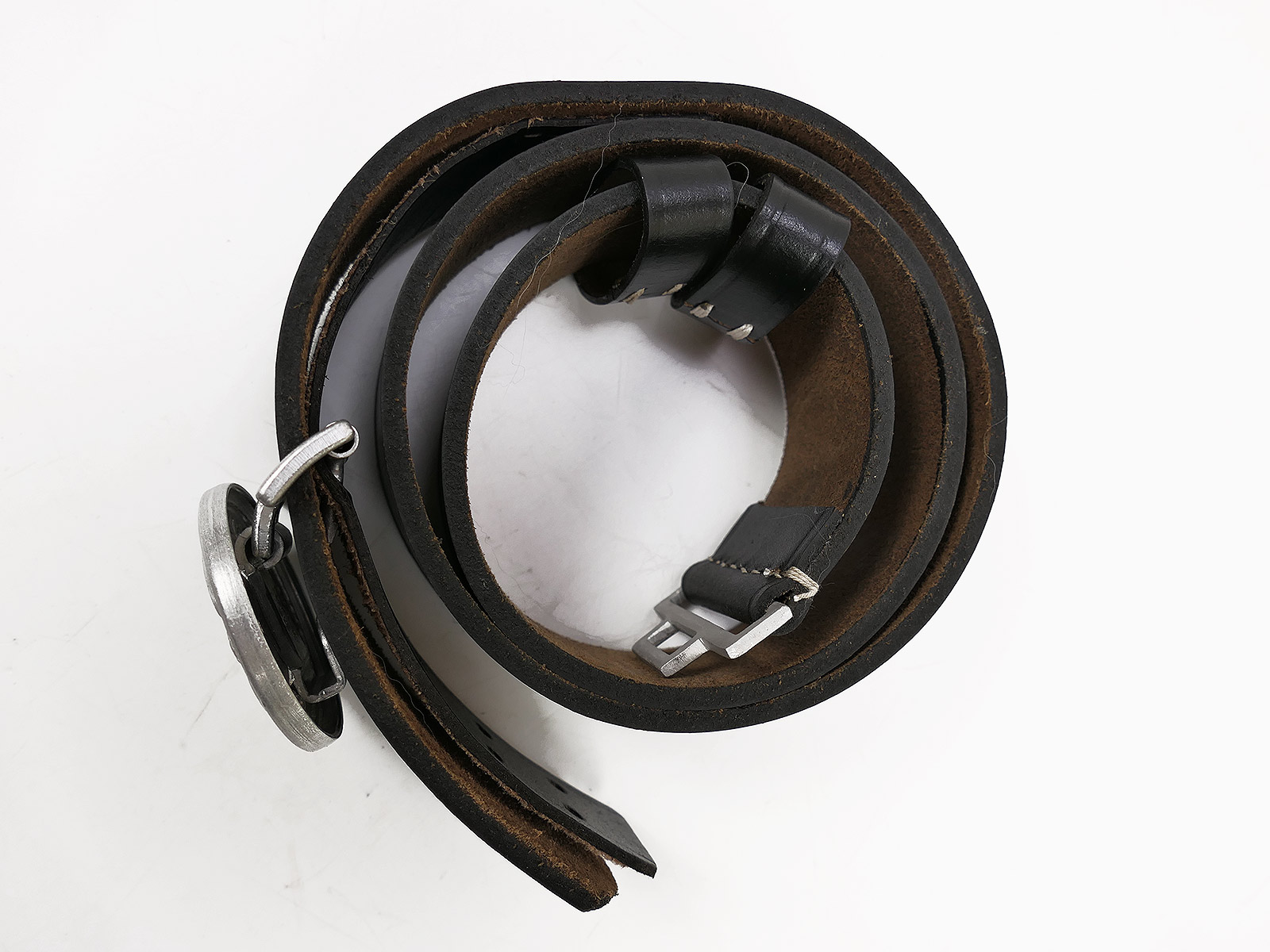 Waffen-SS Führer belt with belt buckle, 100 cm long, leather belt, officer’s Führer belt buckle, COLLECTION