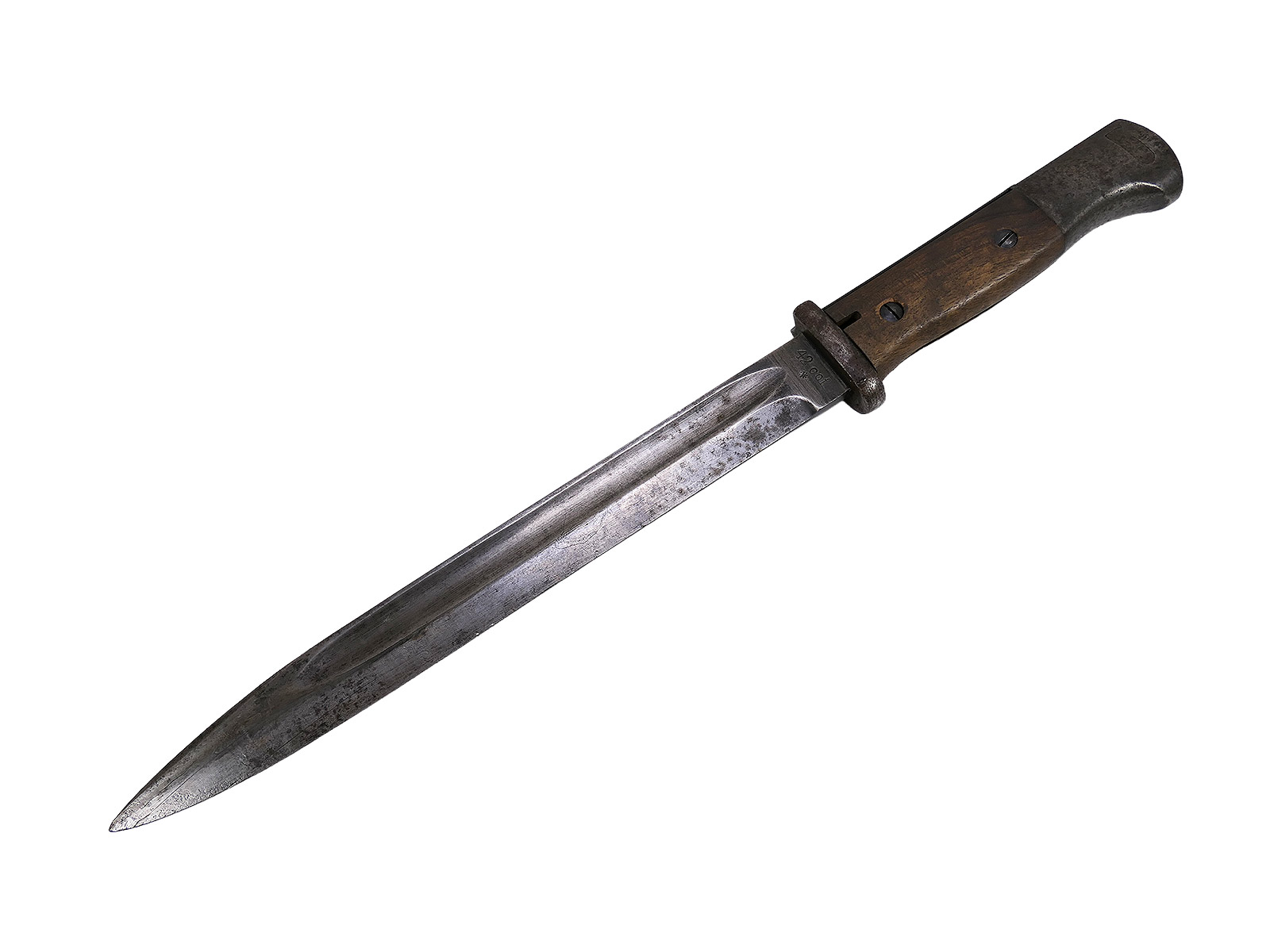 Wehrmacht M84/98 bayonet (cof42) for the K98 carbine / sidearm with scabbard, BATTLE-WORN