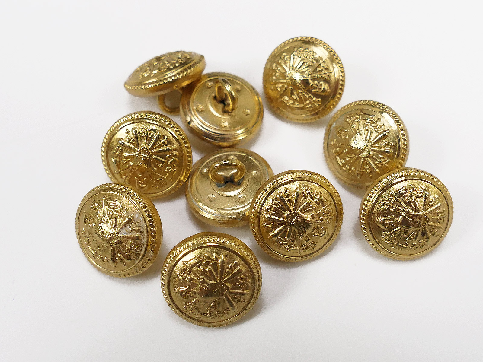 P1738543 10x Uniform Button Italy 15mm Golden Bottone Militare " Eserato Italiano Interporze "