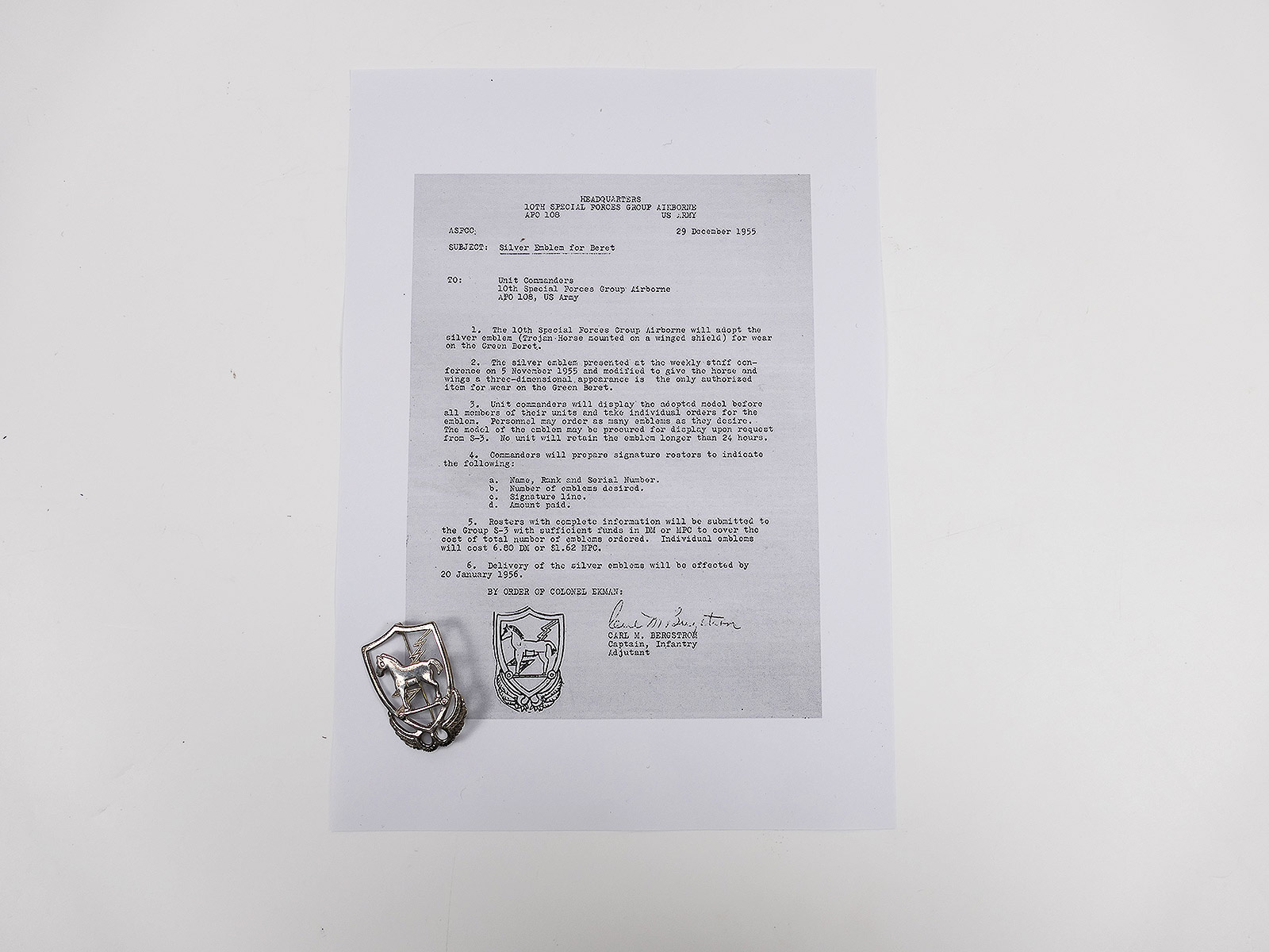 US Army VIETNAM Beret Badge 10th Special Forces Group 800 Sterling Silver RARE