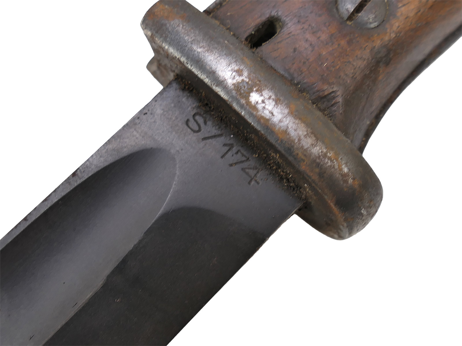Wehrmacht M84/98 S/174 bayonet, 1937 K98 carbine / sidearm with scabbard, BATTLE-WORN