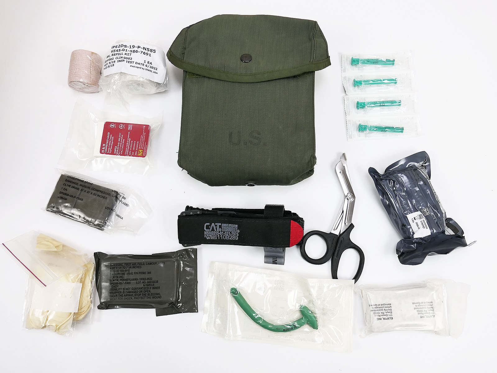Aircraft JOINT FIRST AID KIT MEDIC IFAK Emergency 2x Cat Tourniquet 2x Quikclot Combat Gauze
