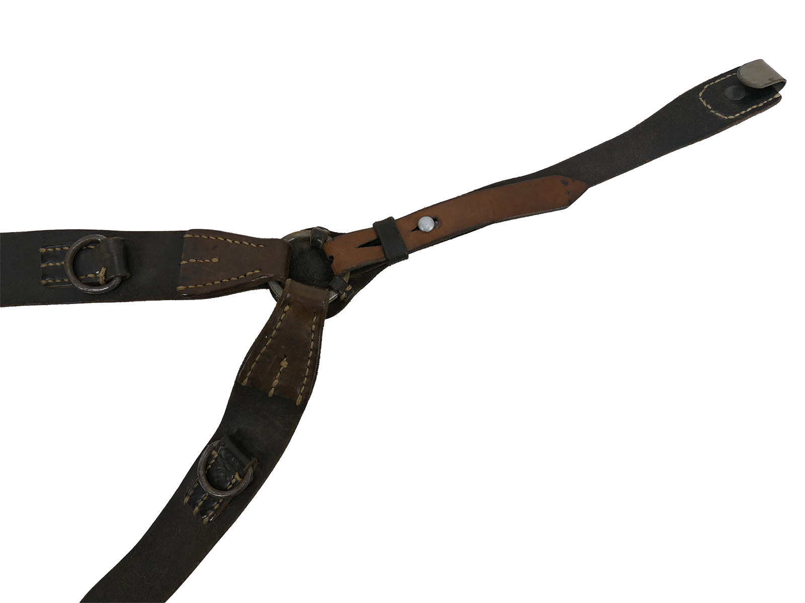 One-off item – Original Wehrmacht Y-strap leather belt carrier by Franz Brehme, 1942. Top condition!  COLLECTION