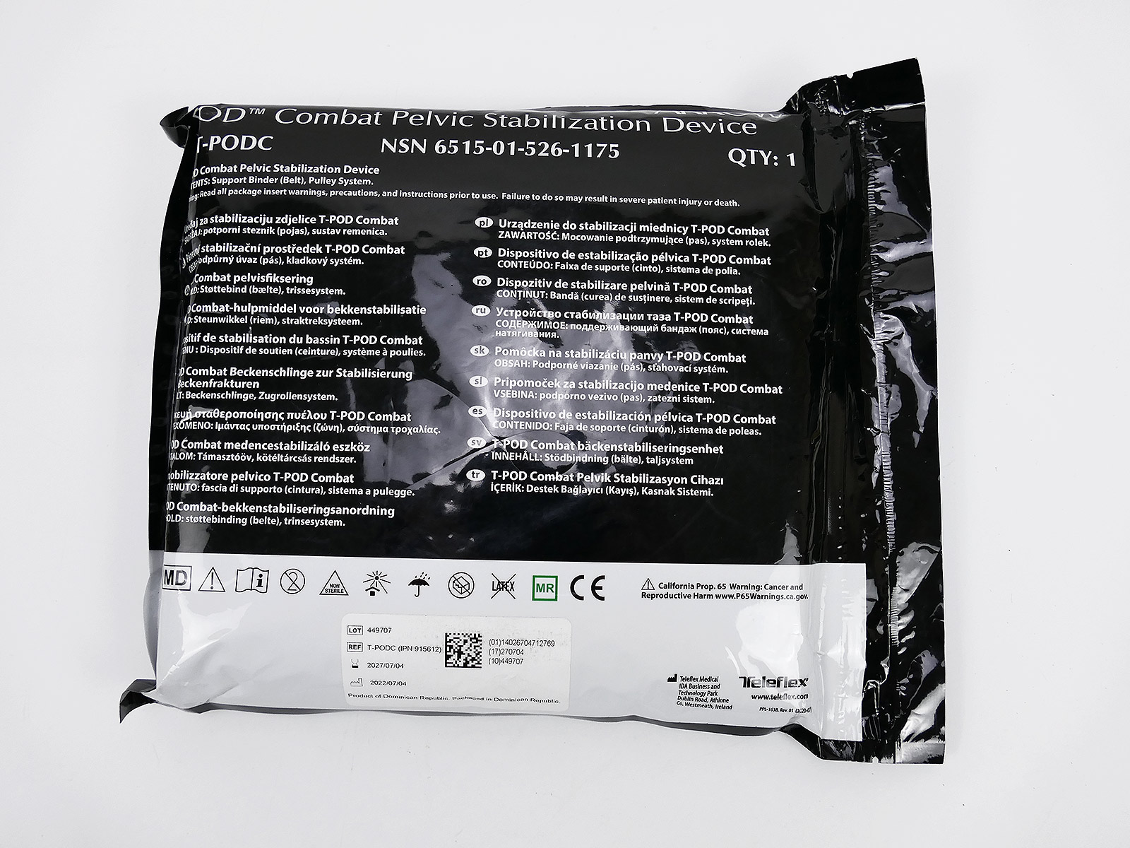 P1589550 ARROW T-POD™ Pelvic Sling T-PODC Trauma Pelvic Orthotic Device Combat Black
