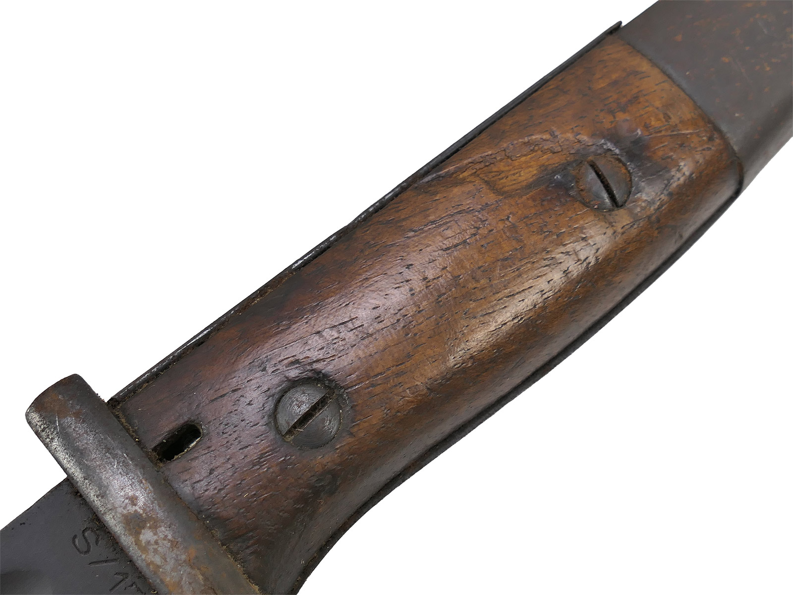 Wehrmacht M84/98 S/174 bayonet, 1937 K98 carbine / sidearm with scabbard, BATTLE-WORN