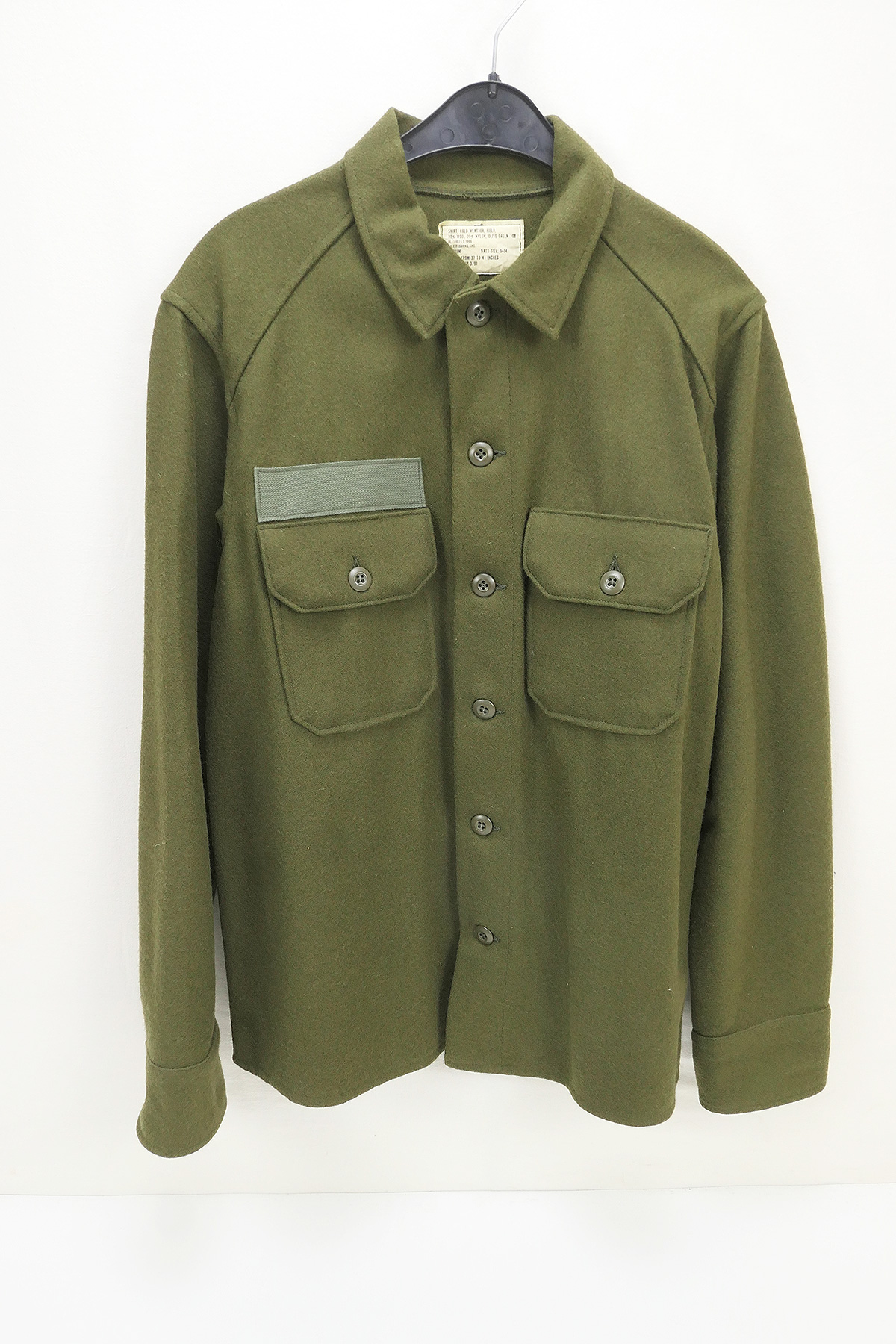 US ARMY Vintage Cold Weather Shirt Field Wool Olive Green OG 108 - Medium