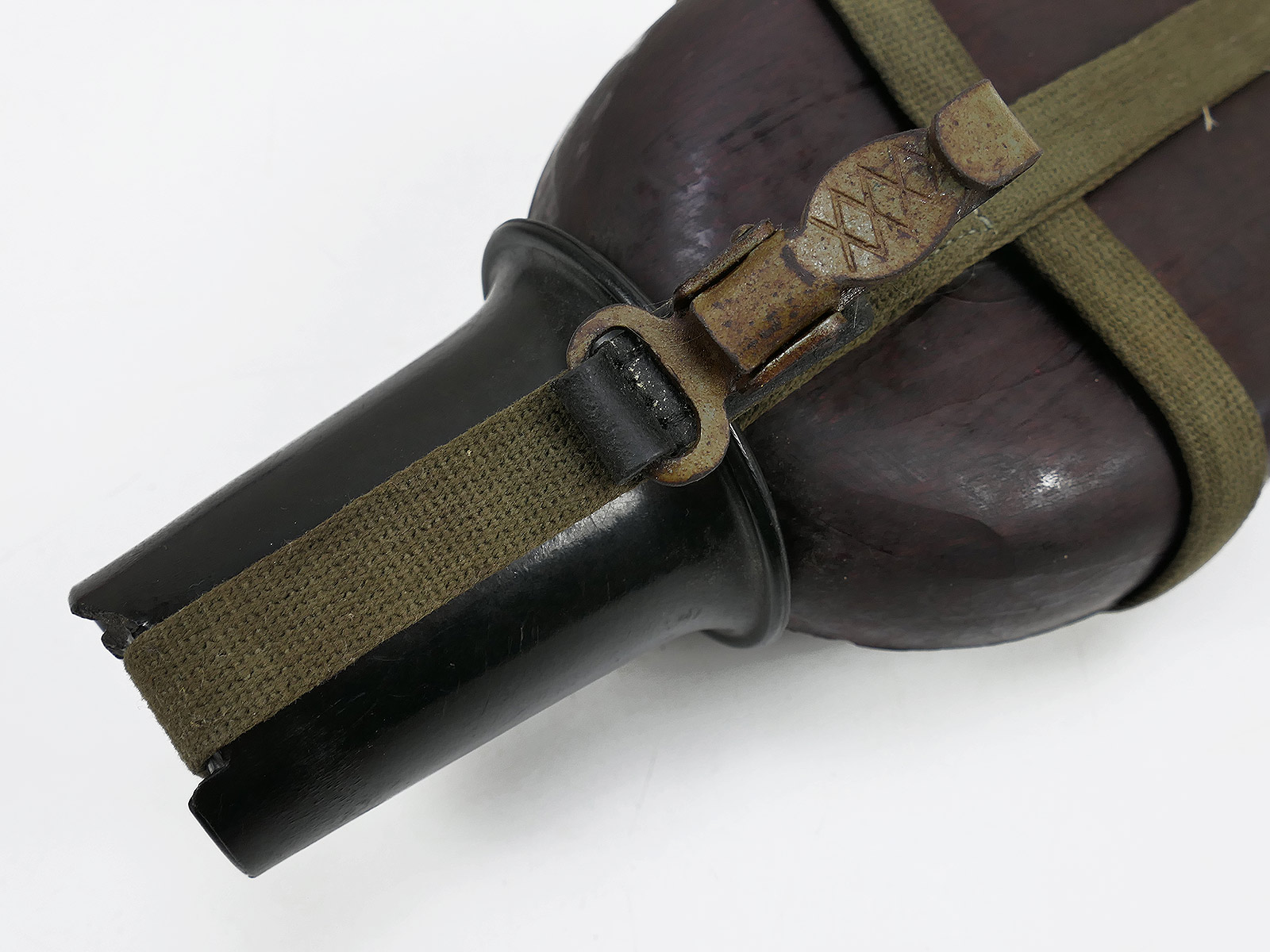 Wehrmacht DAK Afrika Korps coconut field flask, tropical, RITTER ALFURIT, with cup – COLLECTION, BATTLE-WORN