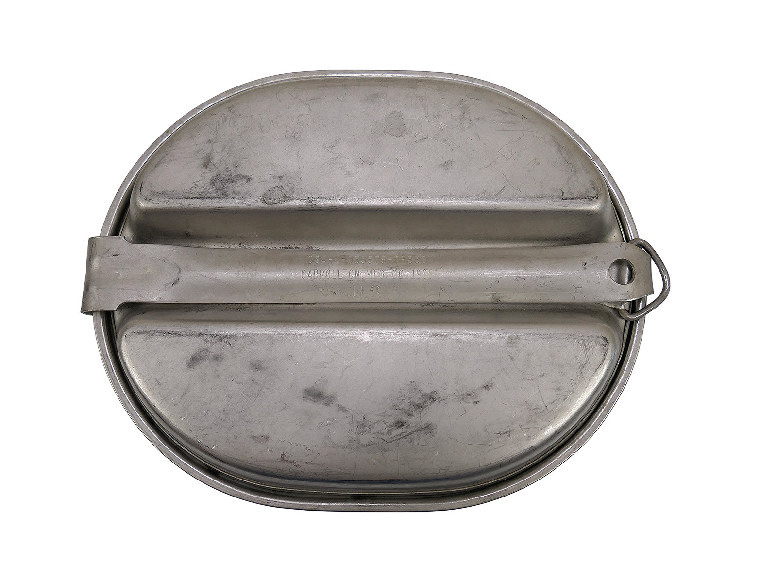 #03/ Original US Army mess kit, VIETNAM 1960s cookware, Canteen Carrollton 1965, COLLECTION, BATTLE-WEARED