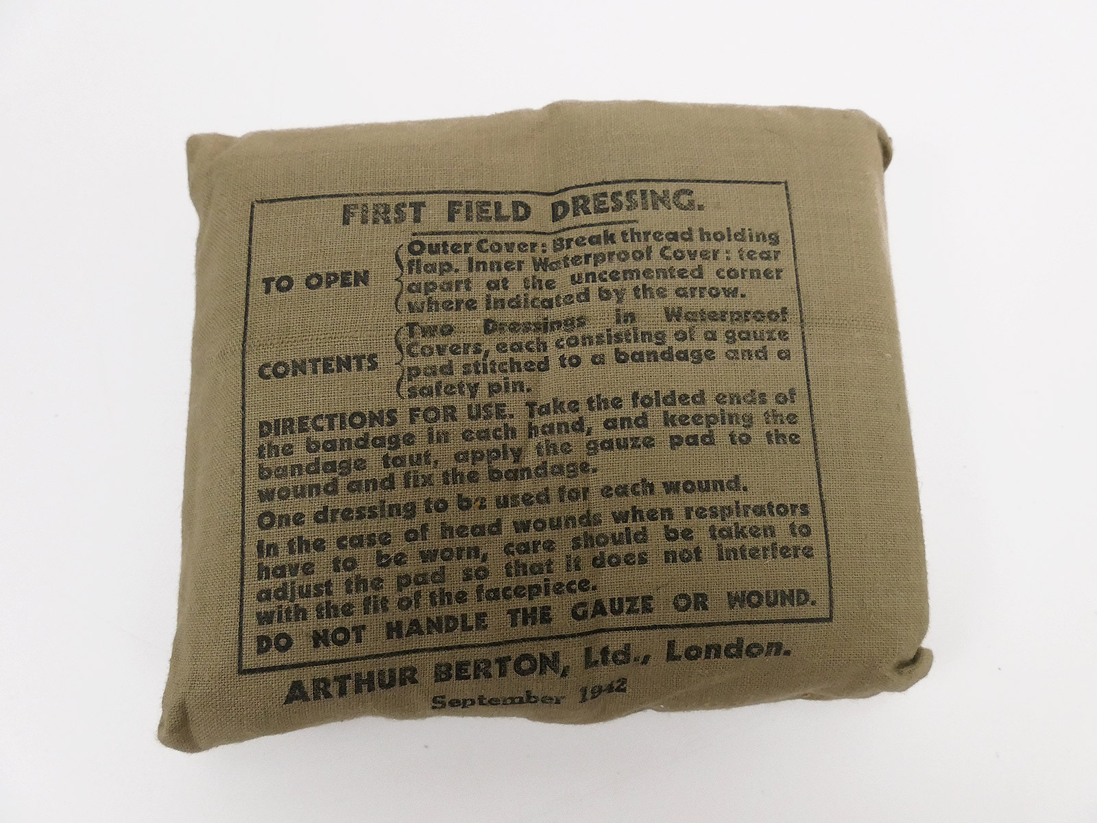 1942 Original British dressing pack WW2 First Field Dressing
