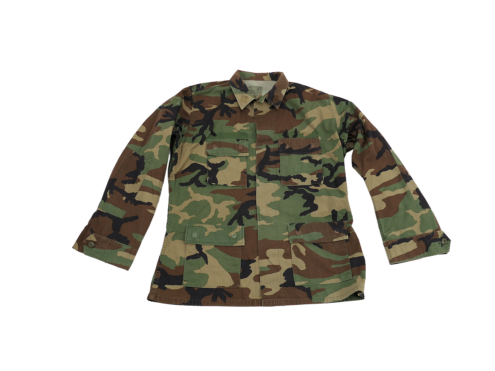 US Army BDU Field Shirt, Woodland Camouflage Combat Coat, LARGE, Long Camouflage Shirt, Lightweight Camouflage Jacket