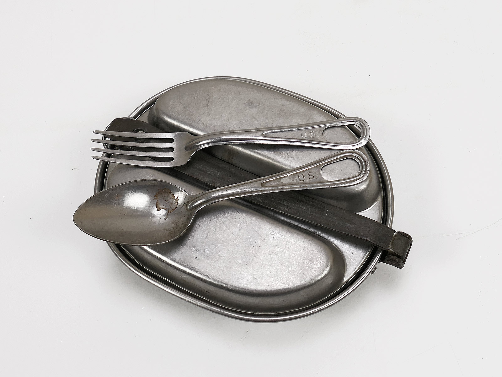 Original US Army WW2 dinnerware cookware canteen 1942 + cutlery fork spoon